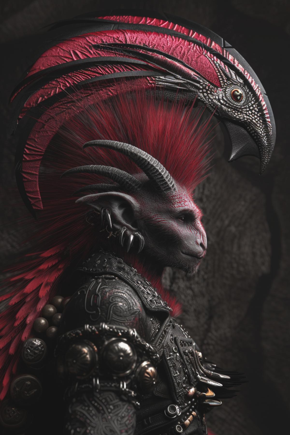A creature from another world in the image of a punk, a mythical creature, mythology, psychedelic, flicker, realistic image