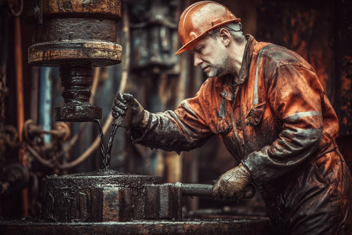 The worker produces oil.