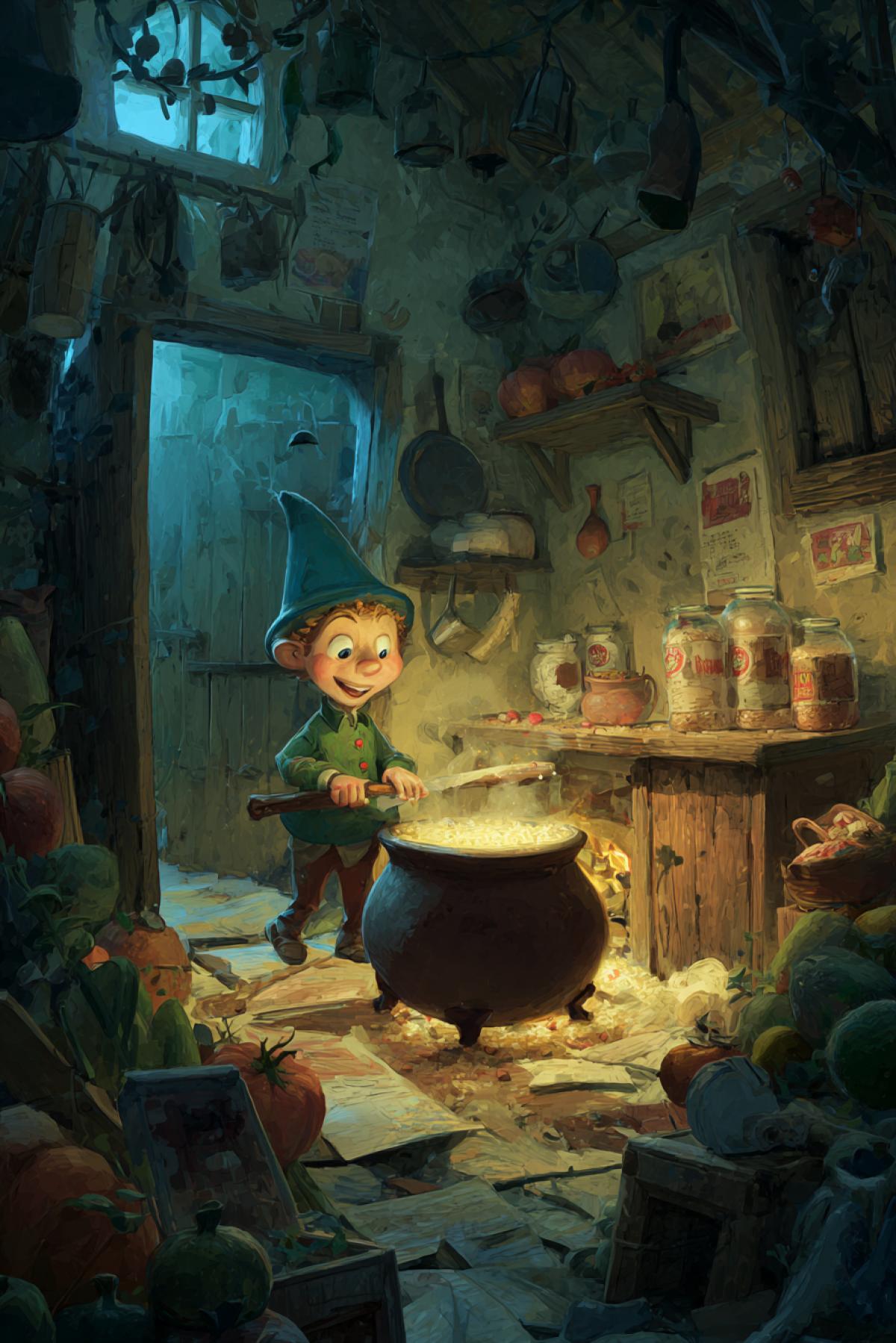 Illustration for the fairy tale porridge from an ax