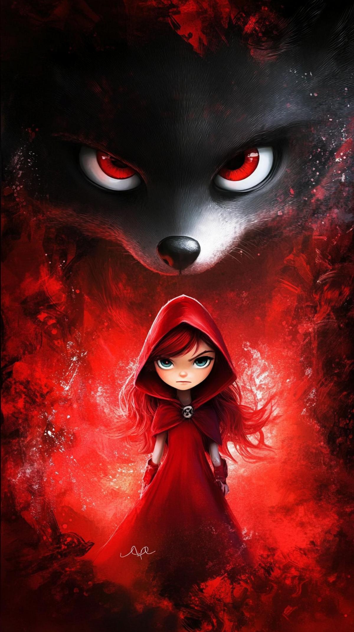 red riding hood illustration. My what big googly eyes you have