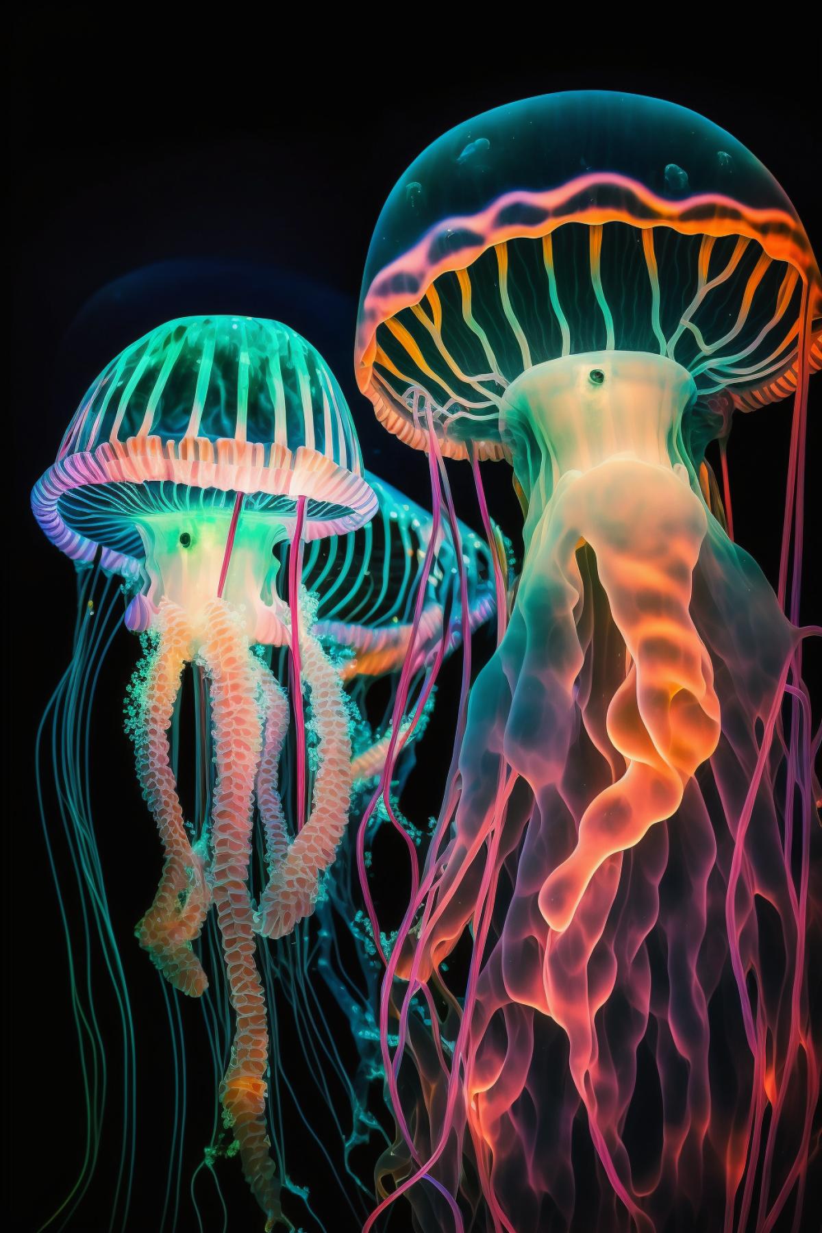 We are funny jellyfish. We look like watermelons. Because we are jellyfish.. The atmosphere of the festival of underwater inhabitants. Dancing, disco, light music.