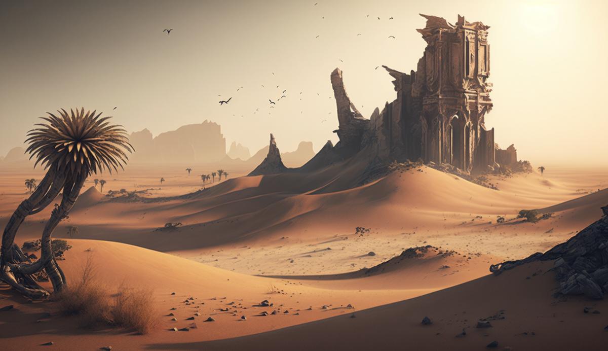 desert with the remnants of civilization