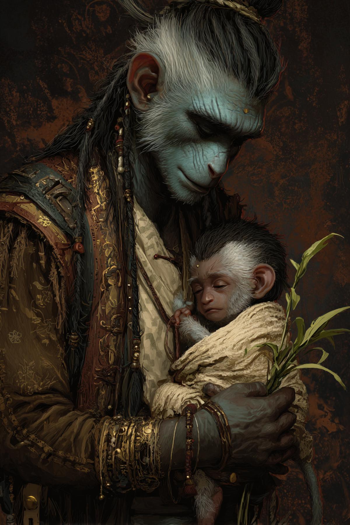 Pavian has mercy on his baby