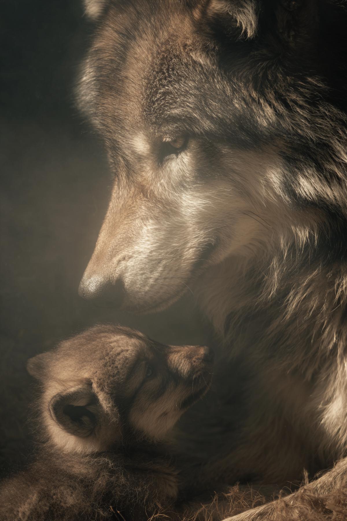 Wolf who cleanse his baby