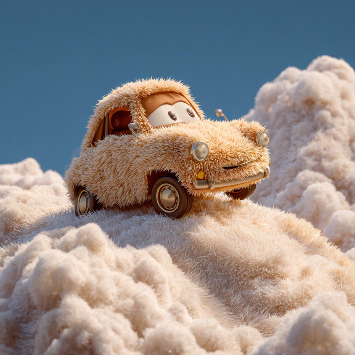 The fluffy car is steep