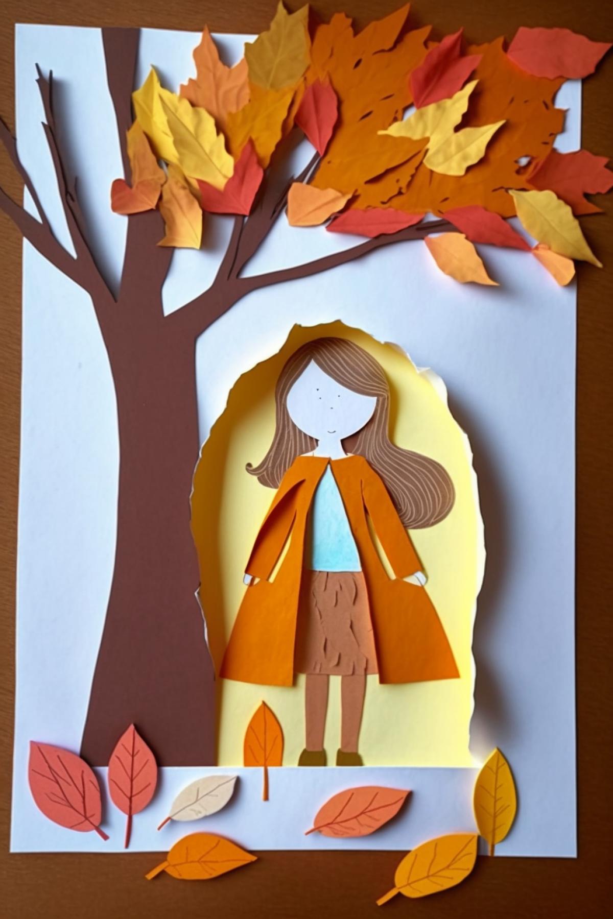 The paper application that a fiveyearold child was made in kindergarten on the topic \"Autumn\". Photo