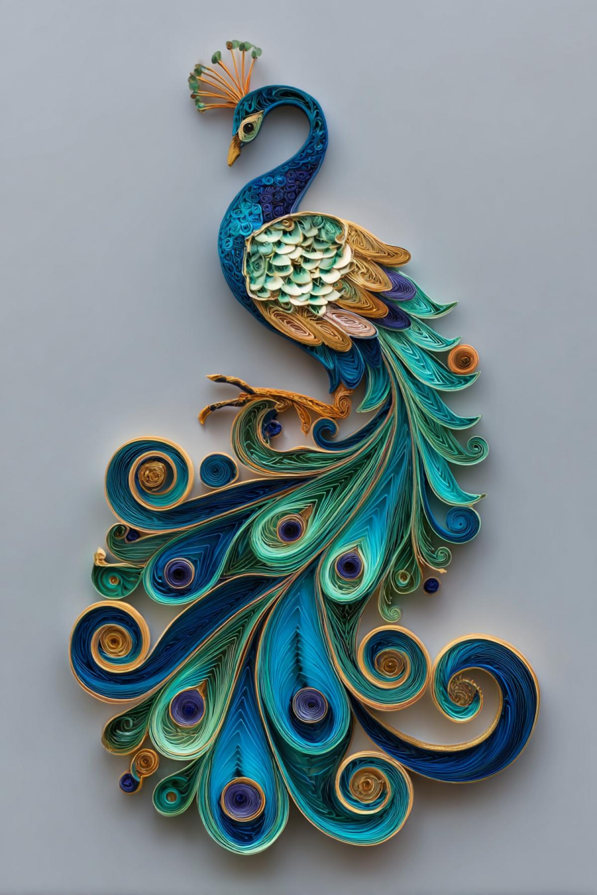 Quilling the imitation of peacock