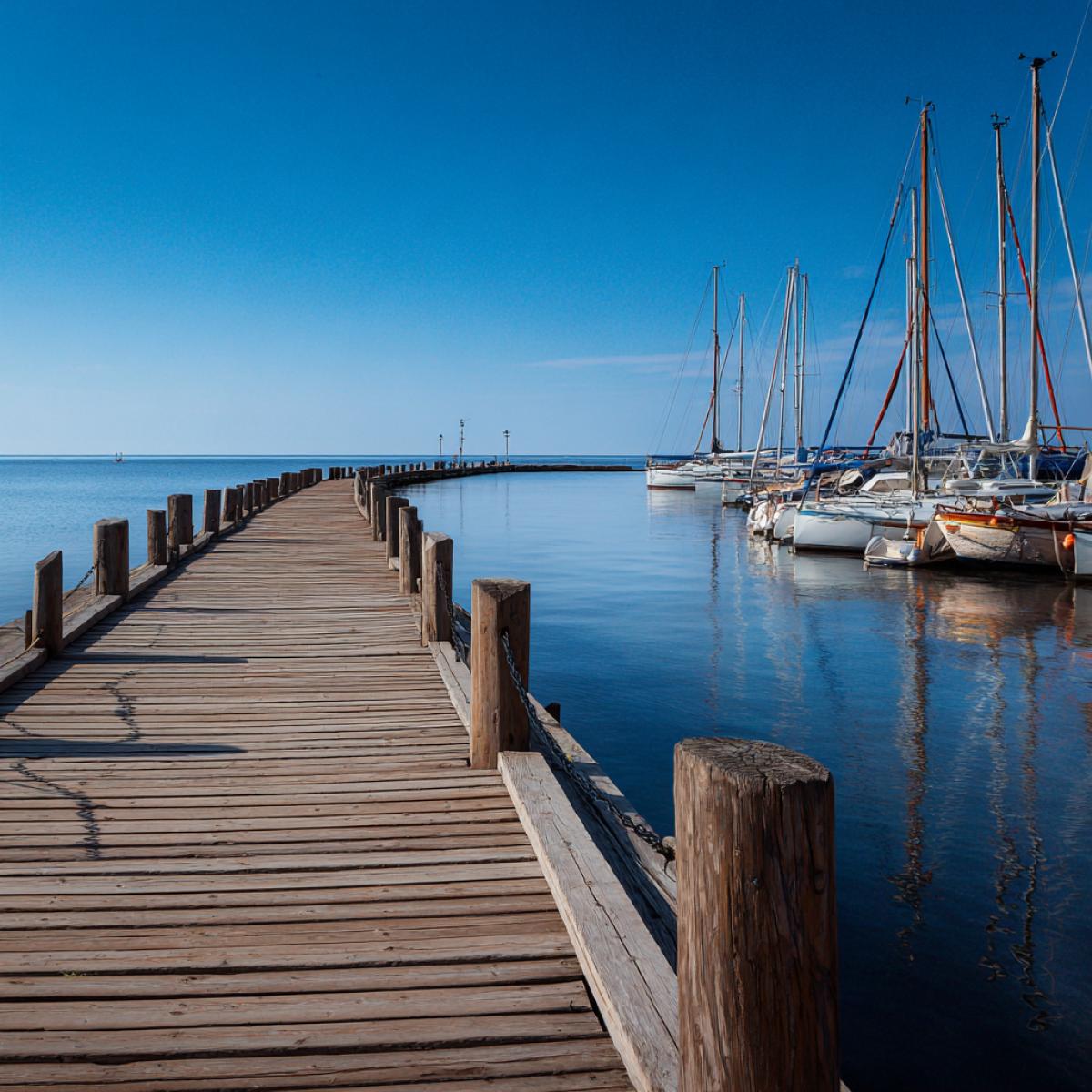 The pier in Sportgavan. to which yachts are moored