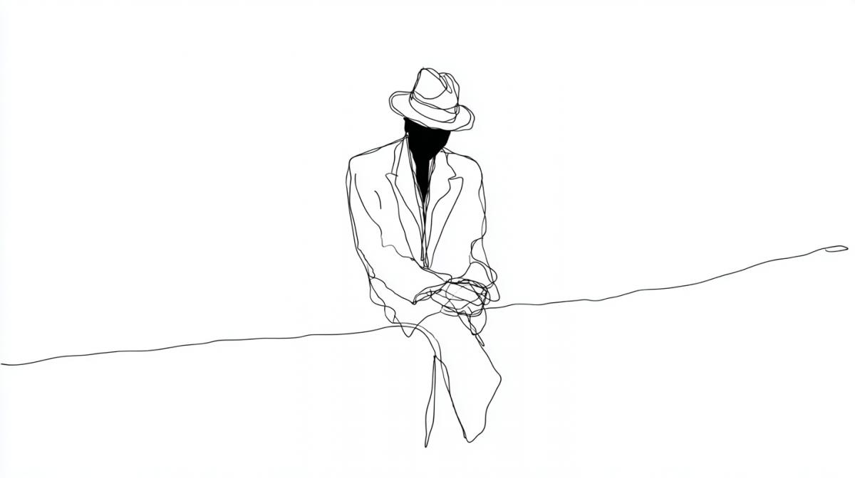 Drawing drawn by one line, the world after the war, minimalism