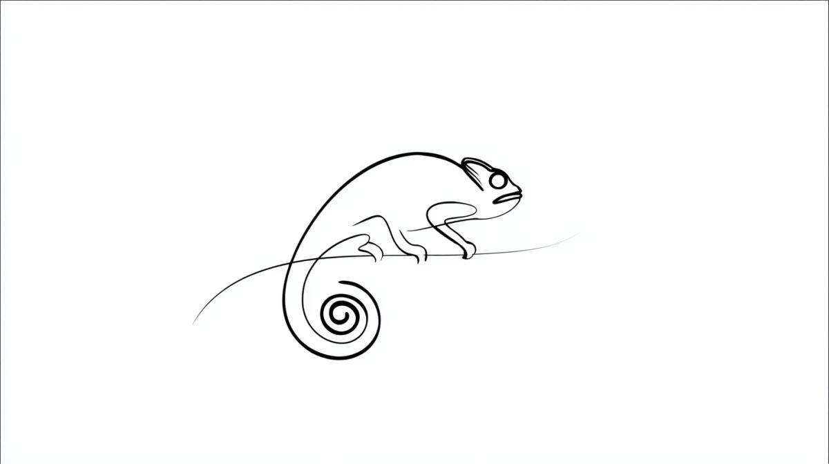 Drawing in one line, chameleon, minimalism
