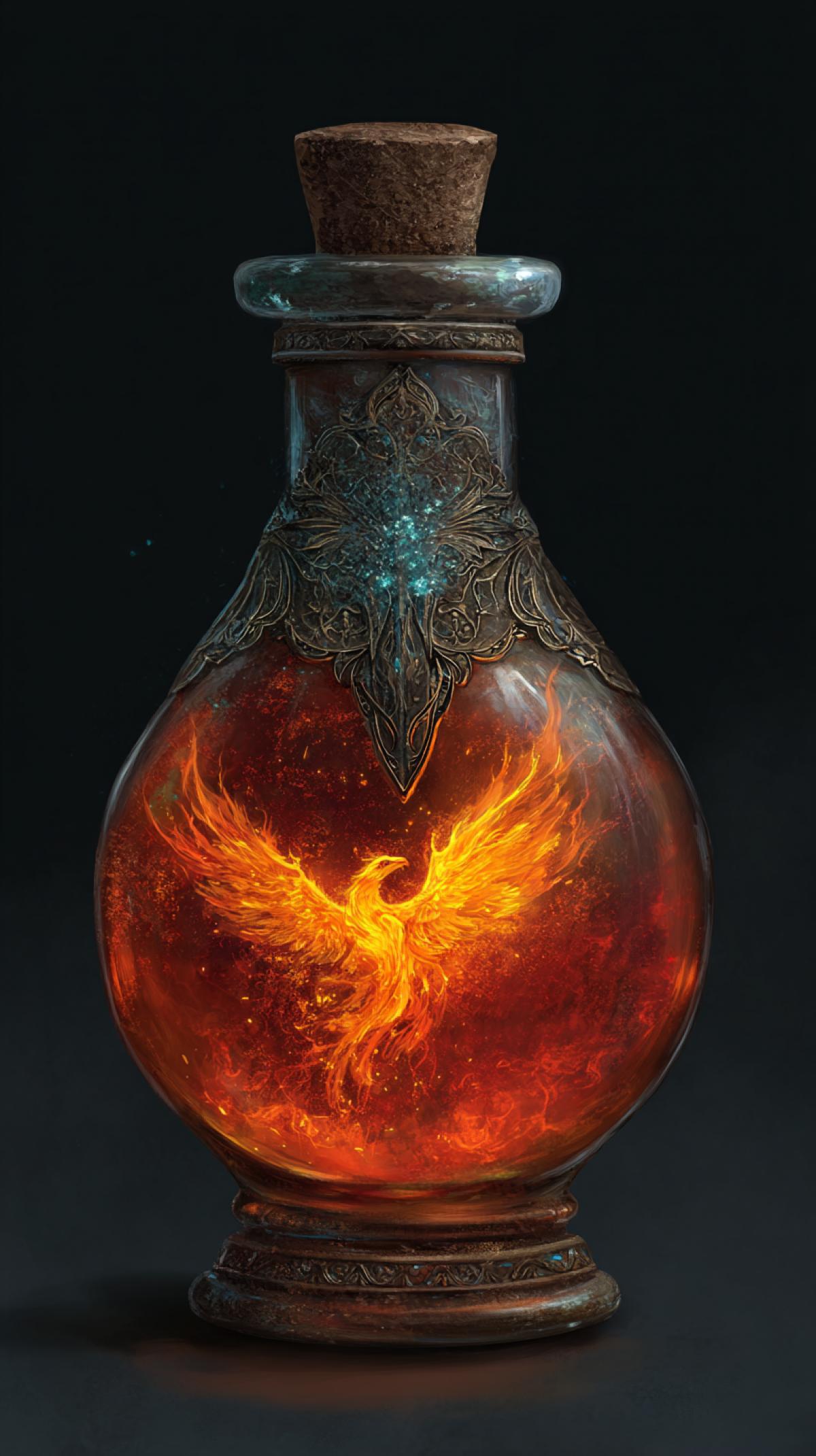 Phoenix Flame fantasy, art,. illustration, . potion, fantasy potion, magic potion, alchemy,. alchemy potion, potion illustration,. magic vial, artifact, magic, inventory. rpg, item, game potion, fairy tale potion,. book illustration, fantasy art, antique. vial, tincture, bottle, . magic, alchemy bottle, fairy tale art, game item,. alchemy art, dnd