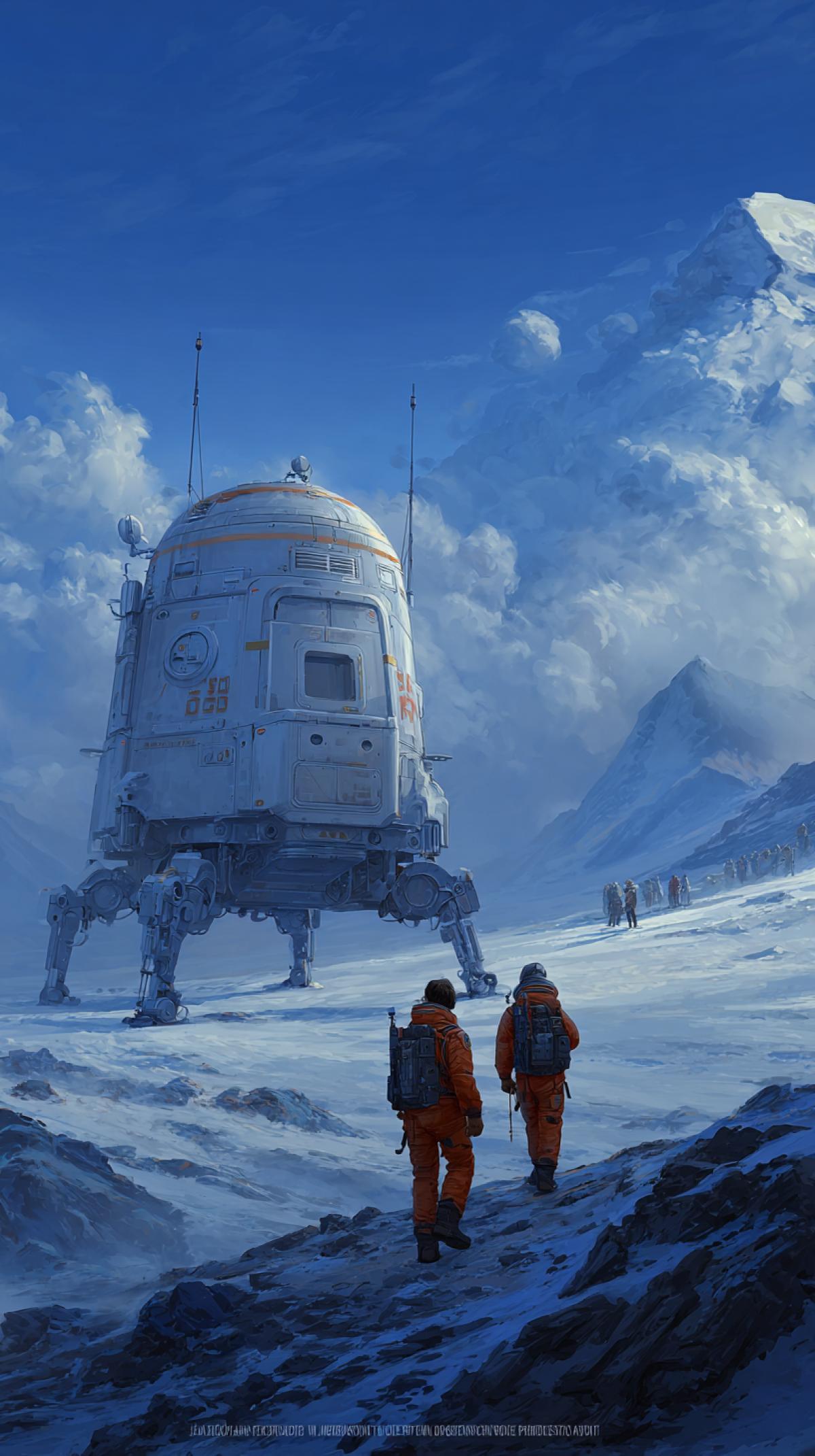 Imagine yourself part of a detachment of courageous researchers who went to the very heart of unknown worlds. Your task is to generate a picture that reflects the atmosphere of the \"expedition into unknown.\"