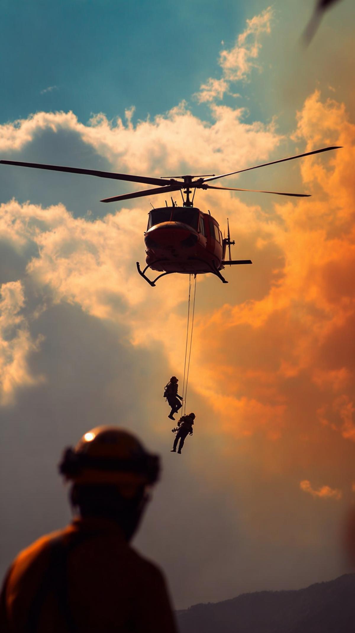 helicopter rescue operation, fire