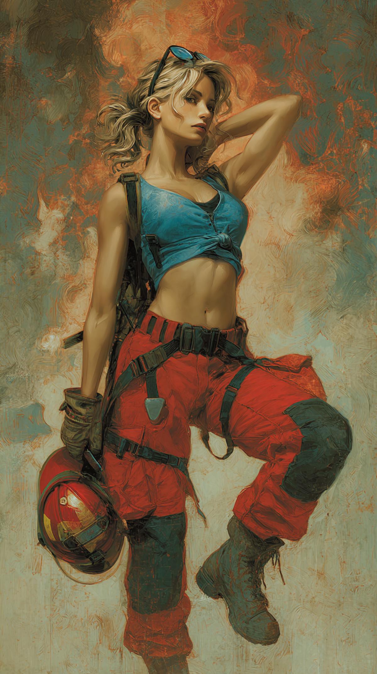 pin and up firefighter girl, poster