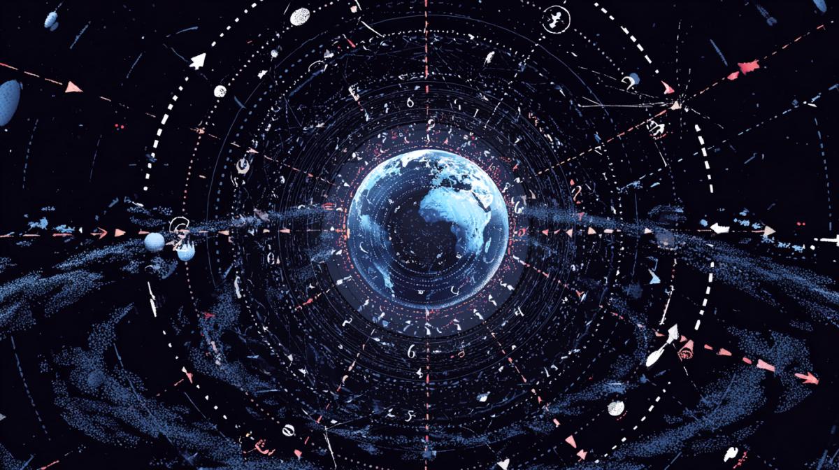 Time is pulled out from the planet-Earth and pulls into a dark hole of space constellations, watch arrows, numbers, seconds, minutes