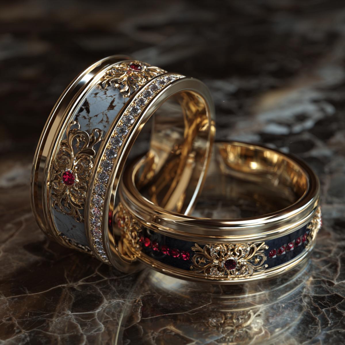 The wedding rings of the royal couple. Futurism