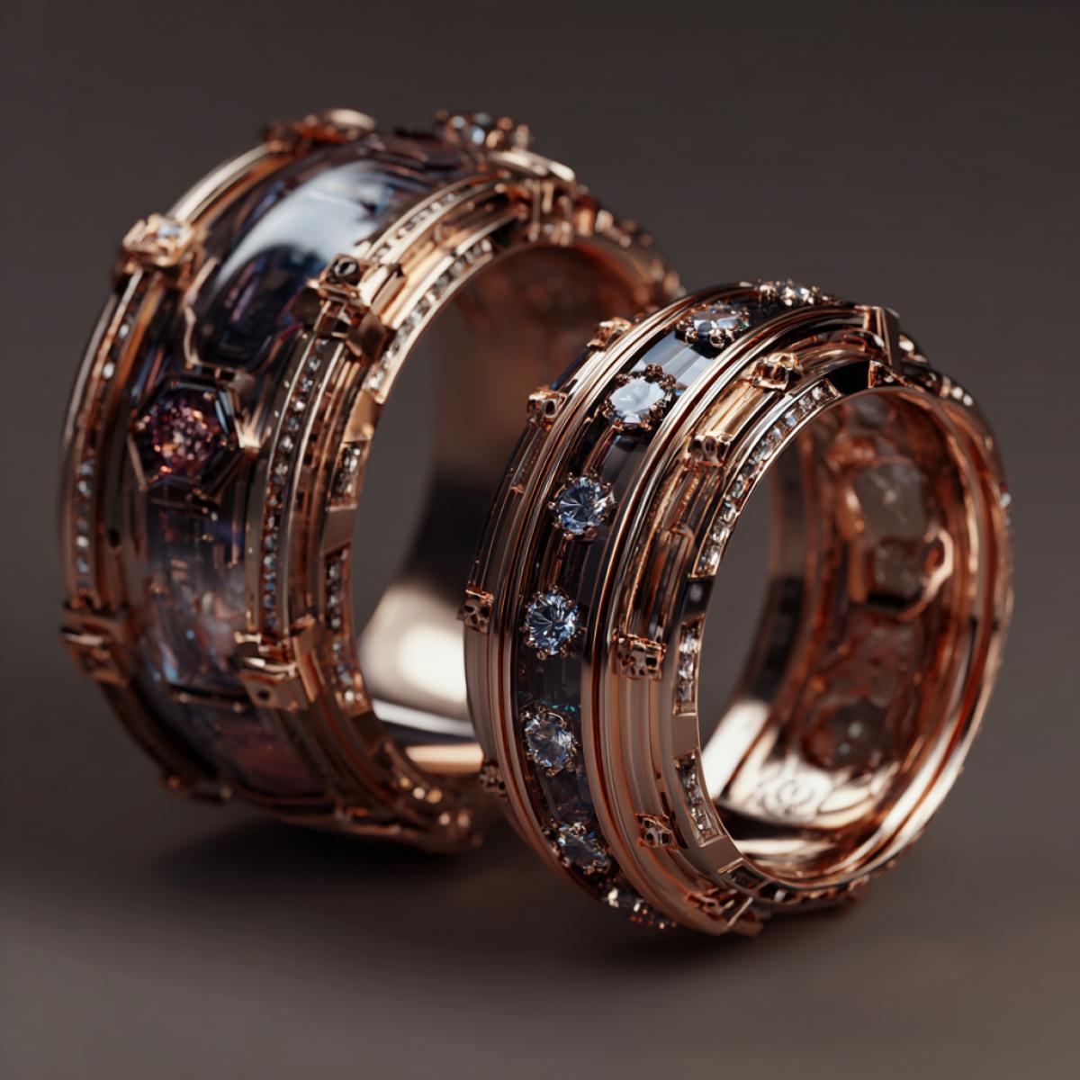 The wedding rings of the royal couple. Futurism