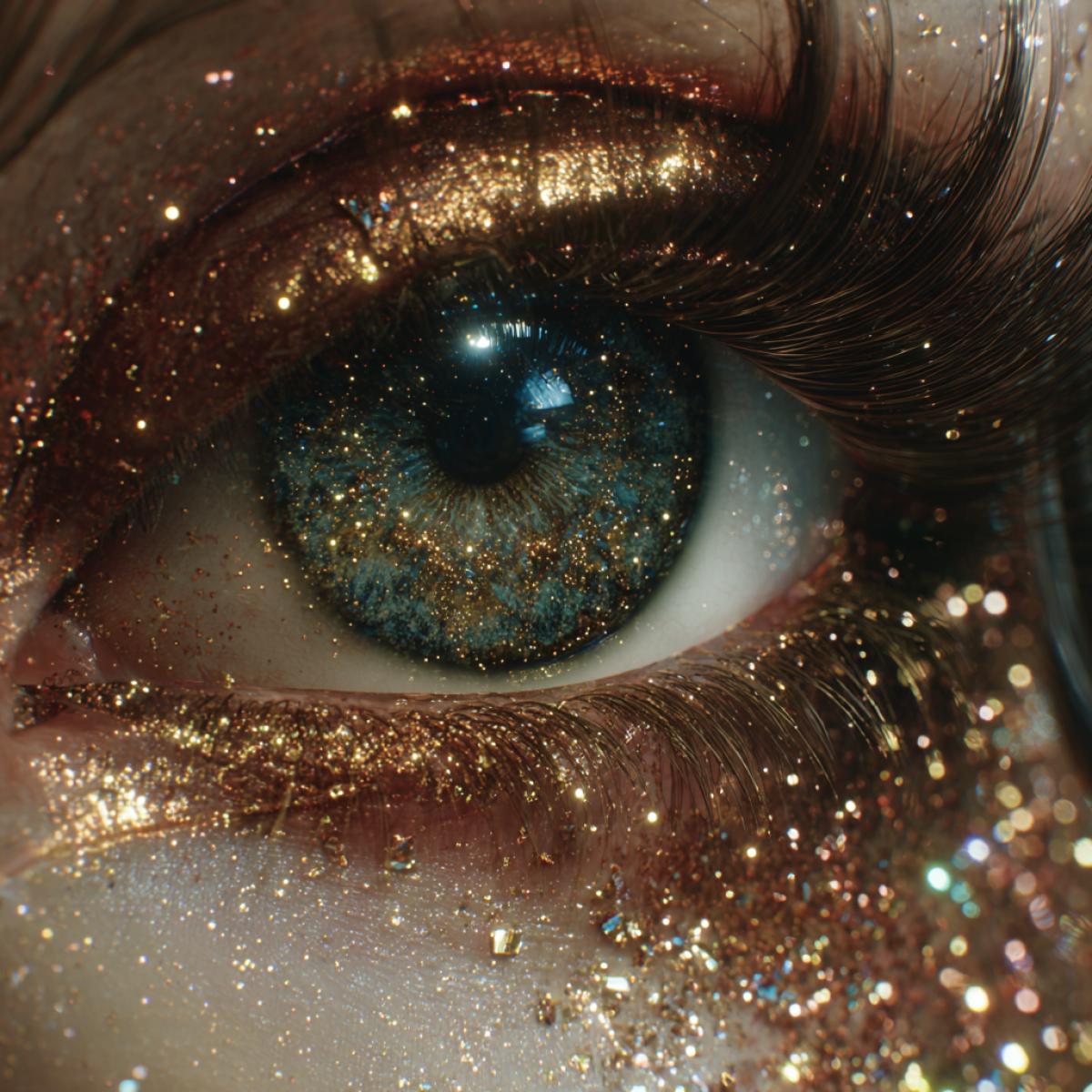 The mysterious magic female eye with magnificent eyelashes, charmingly shaking the world