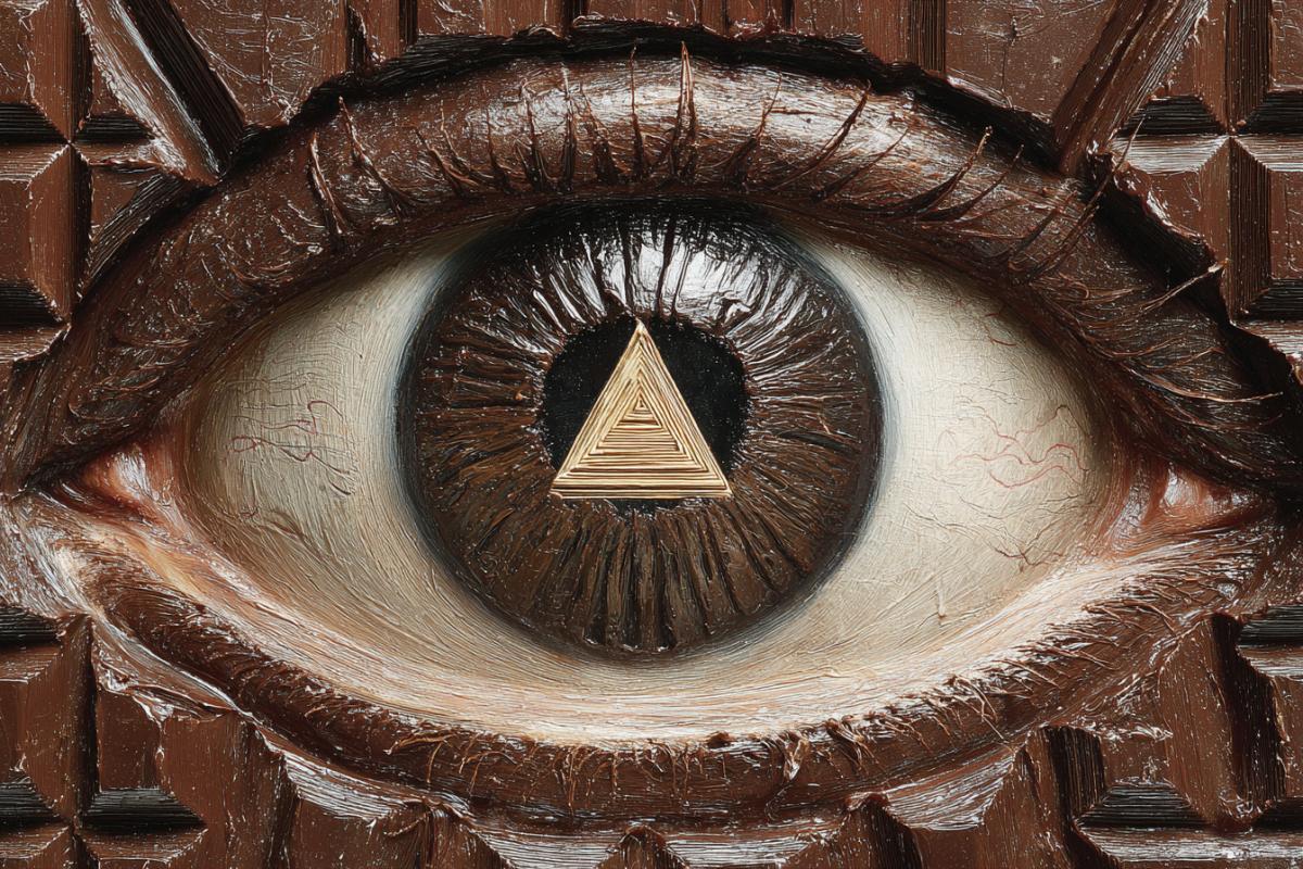 Big Brother. Allseeing eye. Chocolate eyes. Full sur.