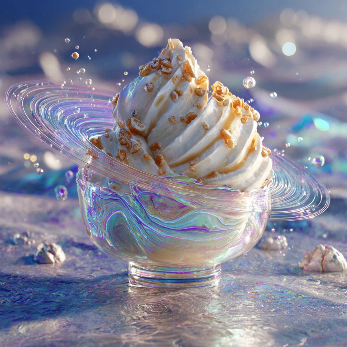 Sweet dessert creamy ice cream of the future, futurism