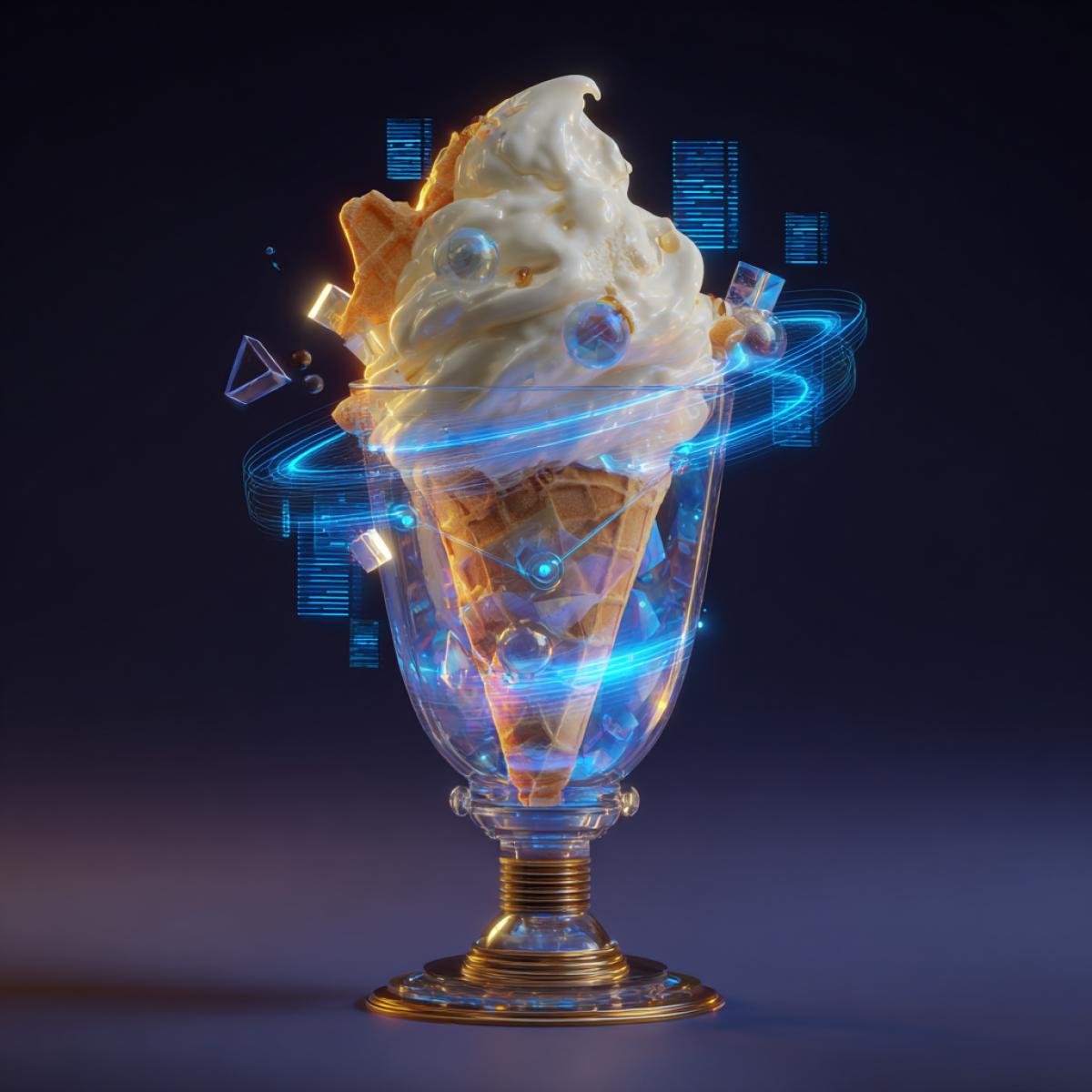 Sweet dessert creamy ice cream of the future, futurism