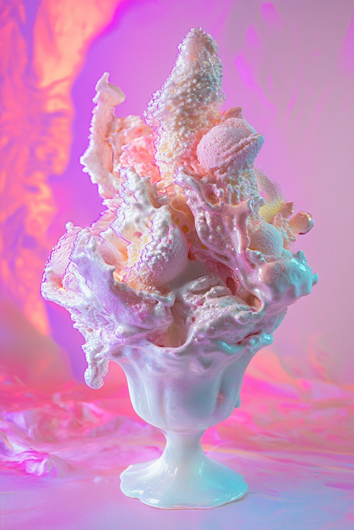 Ice cream of the future: unusual tastes, forms and textures that no person still saw, fantastic, unique, magical.
