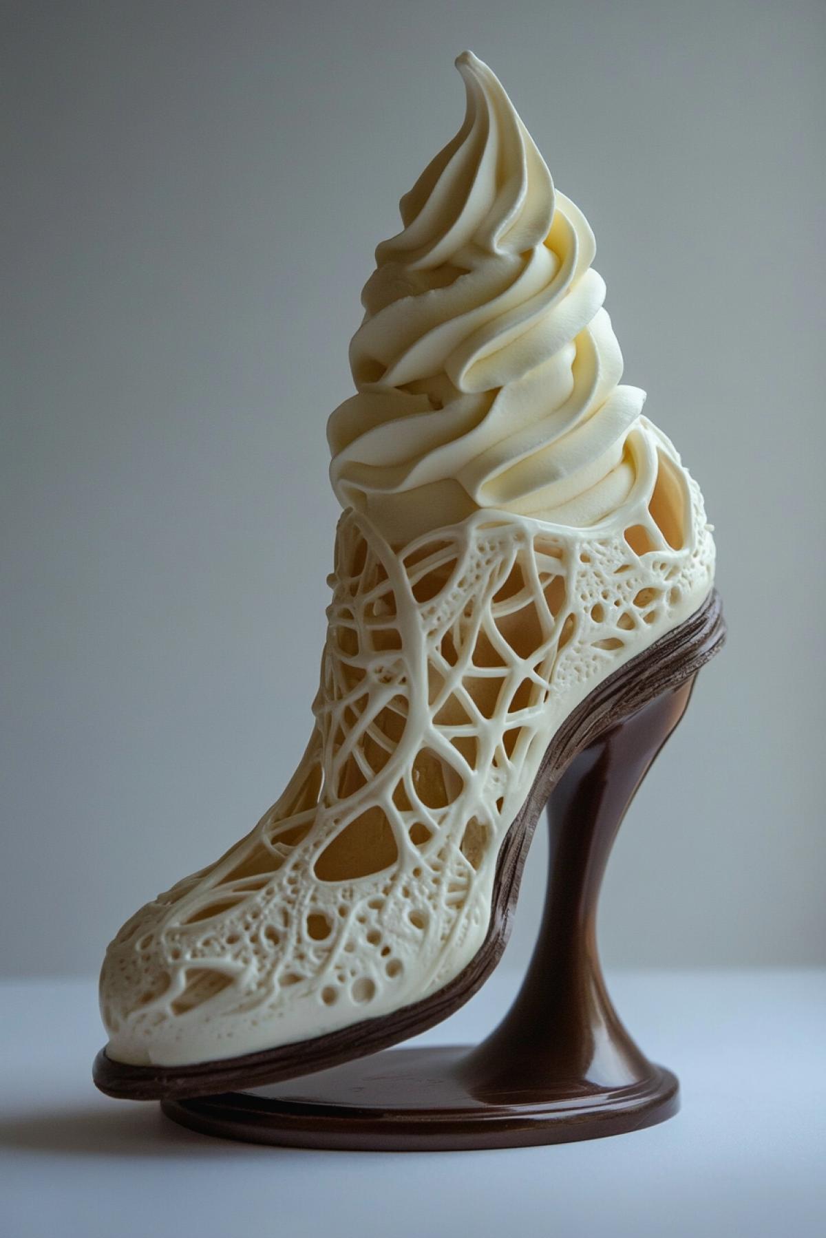 Ice cream of the future: unusual tastes, forms and textures that no person still saw, in the style of Harry Potter, in the shape of a shoe
