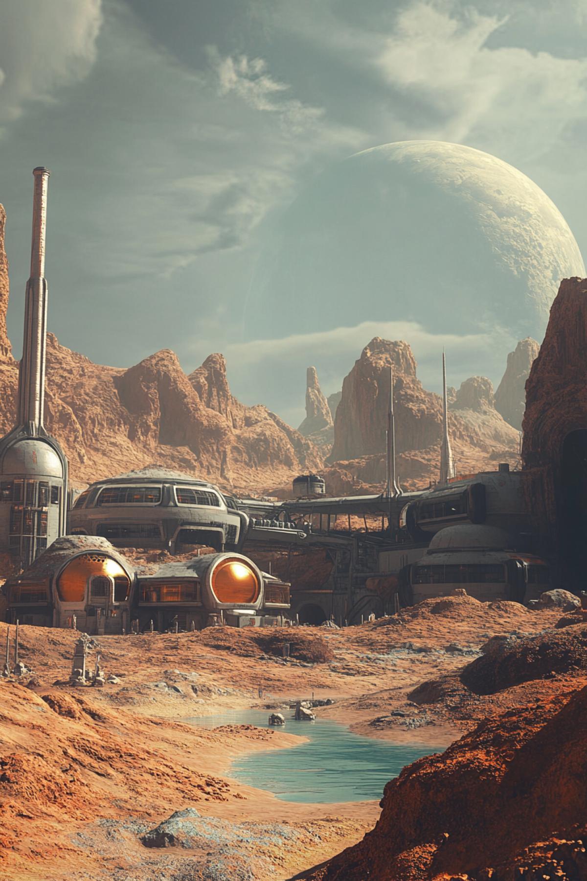 To generate images reflecting the daily moments of Martian life. Building by people and Martians of houses, plowing fields, creation of the lake landing of the garden