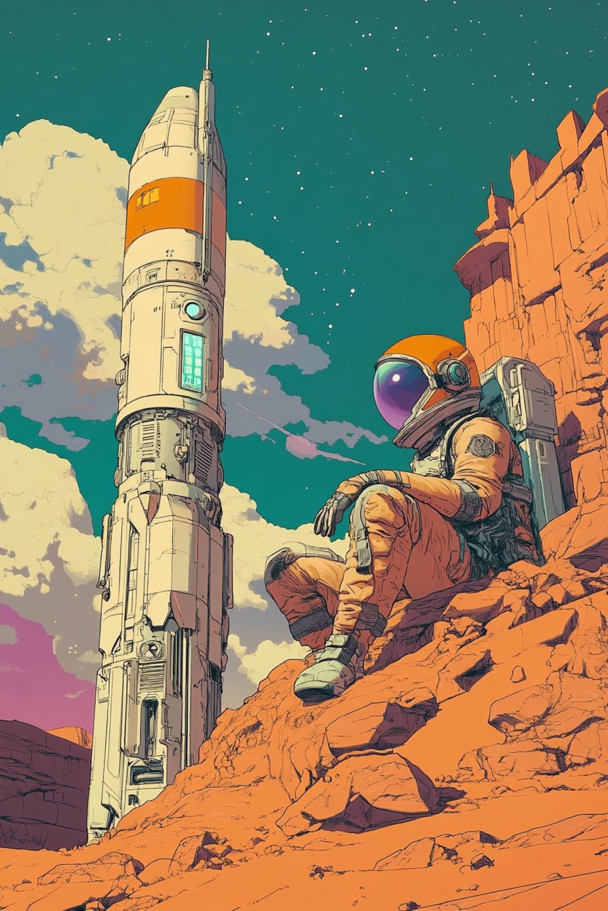 A person on Mars is being repaired