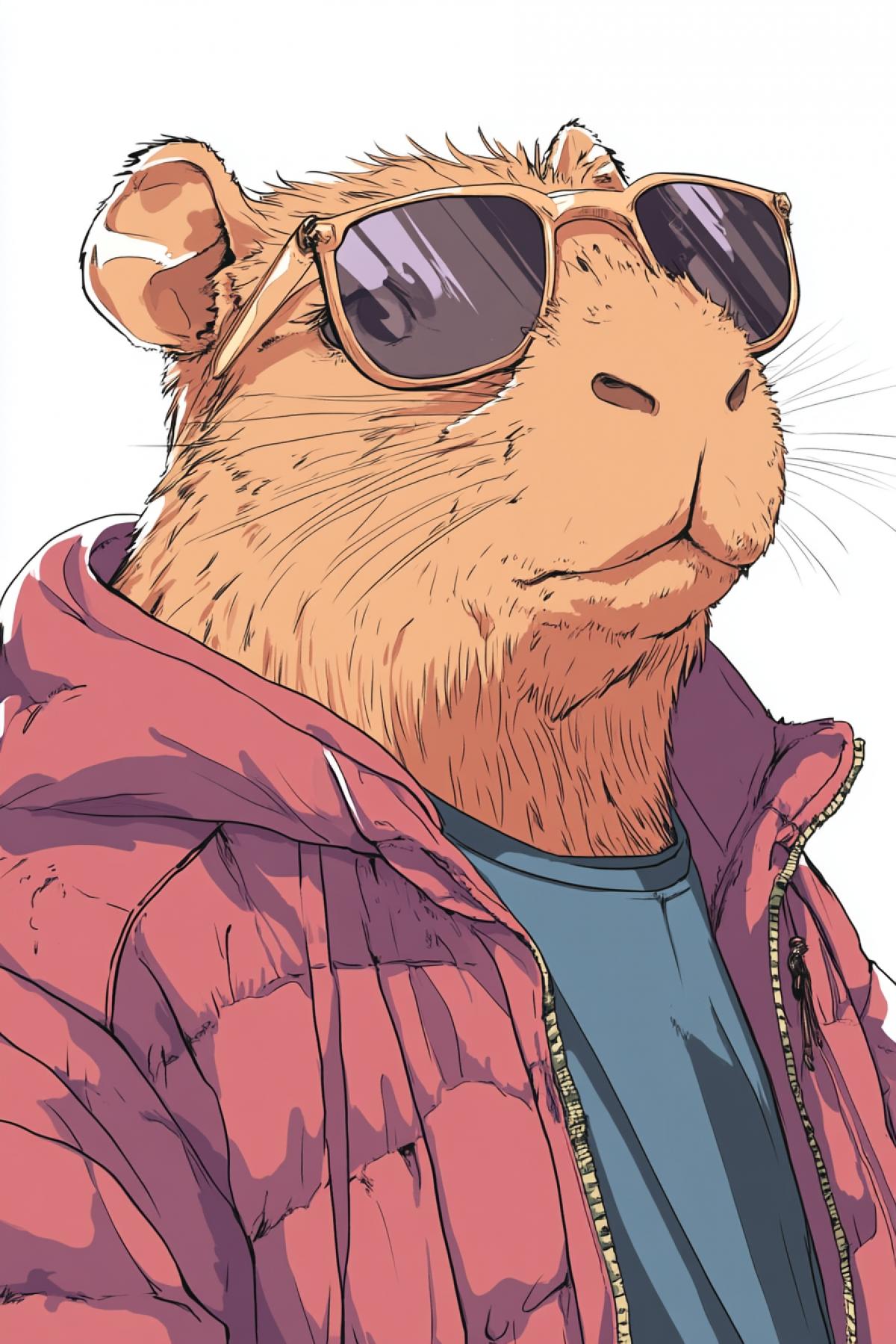 Capybara-karatist in the style of anime