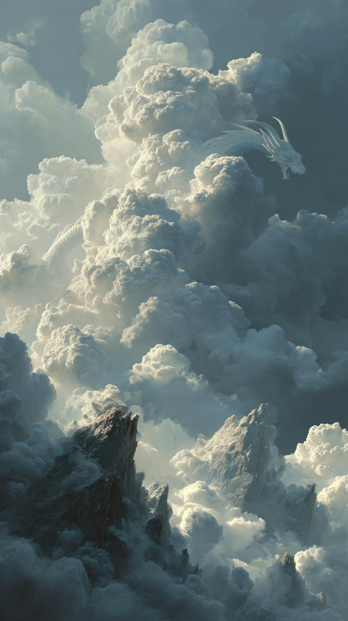 Generate fantasy images on which the clouds are familiar objects and creatures.