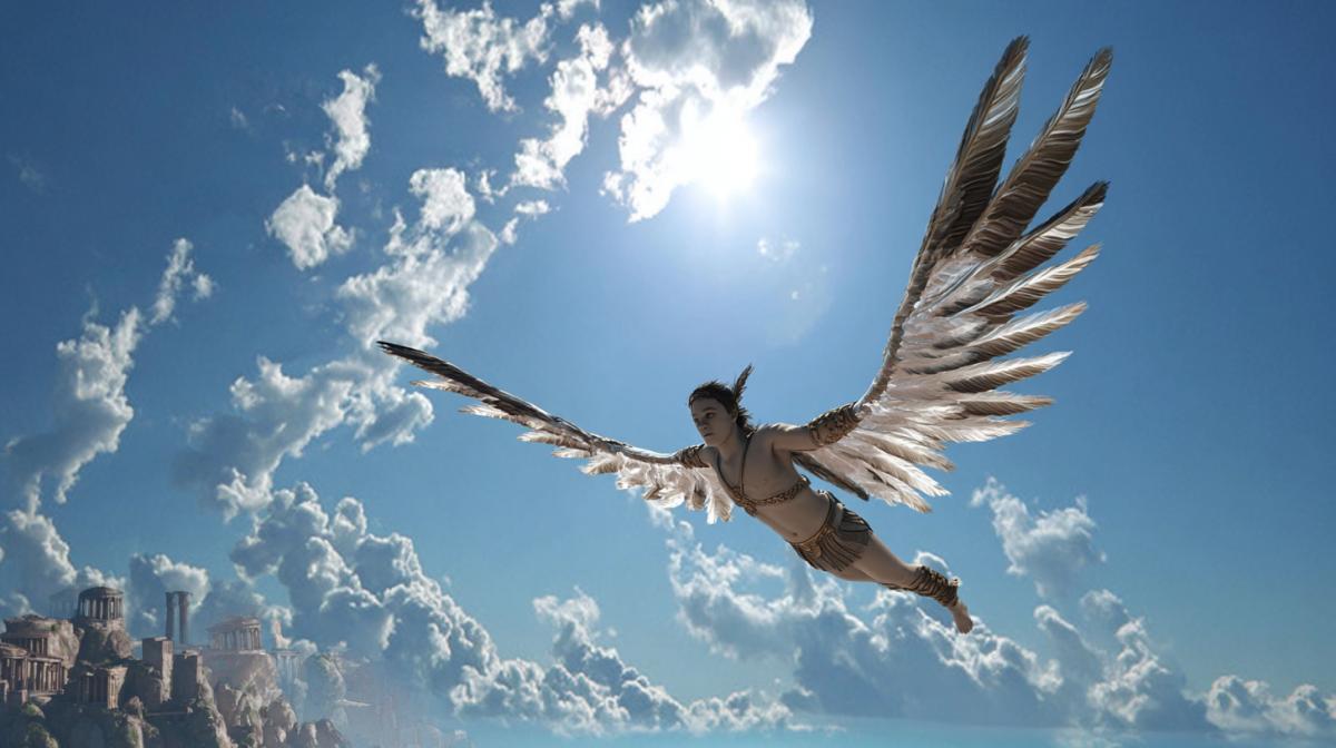 Icarus flight is an episode from an ancient Greek myth about Daedalus and his son Ikare
