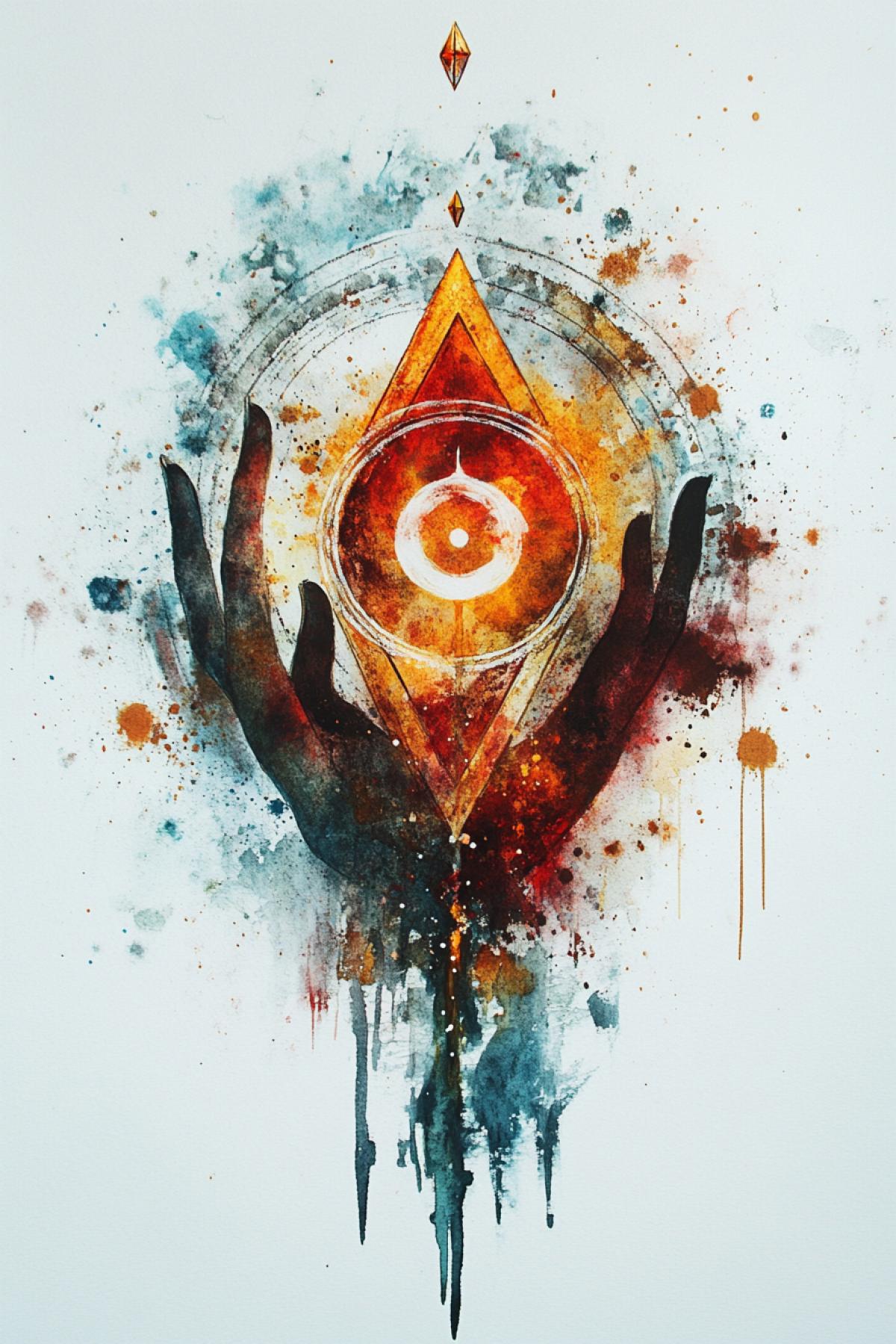 To generate a picture in which the main emphasis is on an object or sign, corporate emblems personifying power and watercolor power in the style