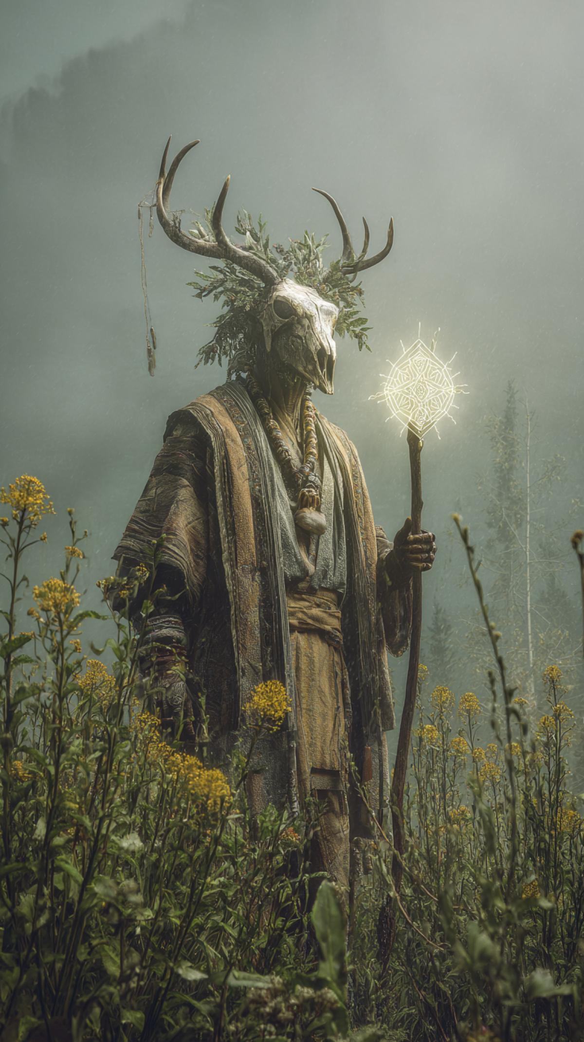 The mystical world of primitive magic and the mighty conductor between the worlds is a shaman who owns ancient knowledge and the power of nature.