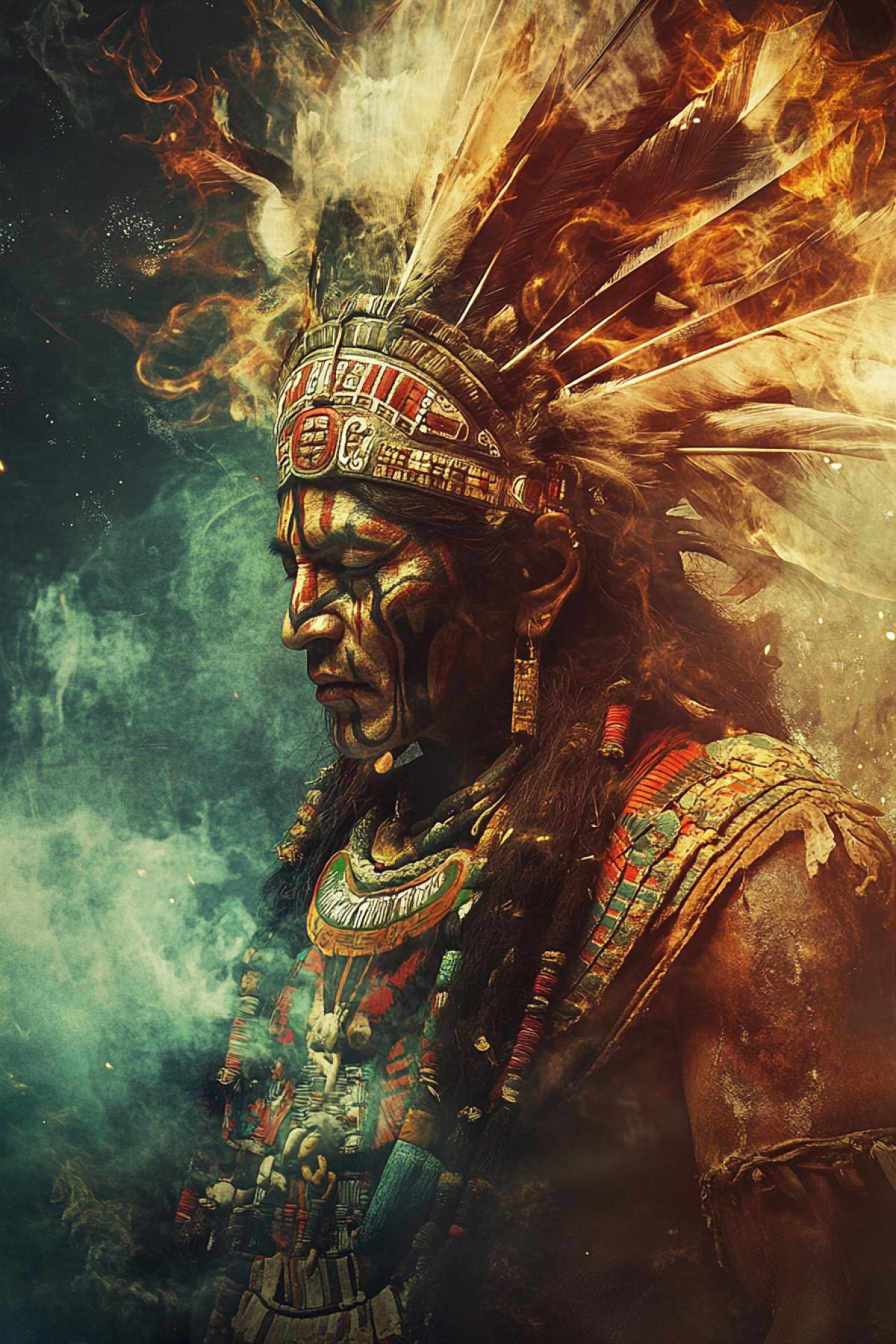 A mighty conductor between worlds is a shaman, which owns the ancient knowledge and the strength of the nature of the ancient Mayans in the style of fantasy