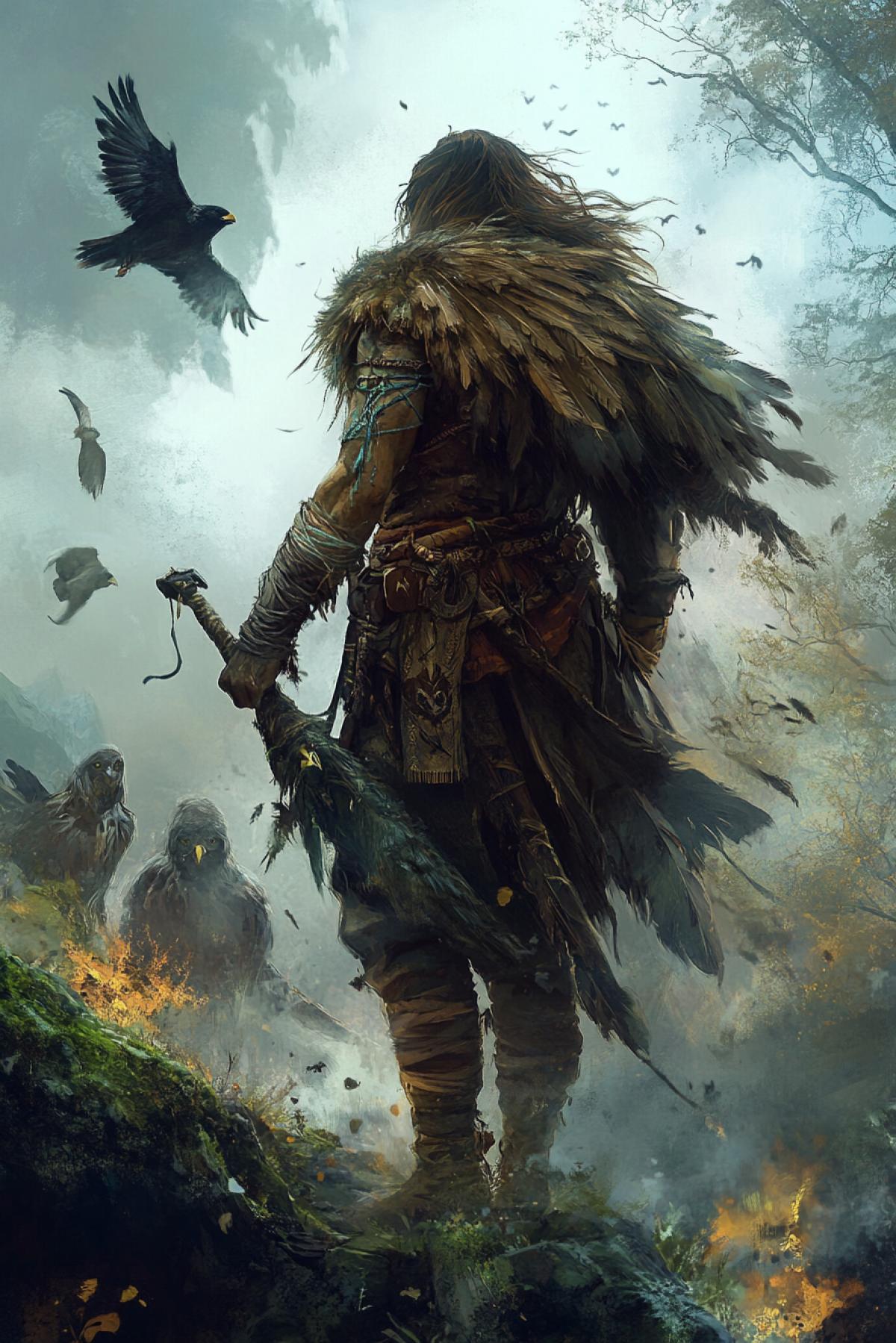 A mighty guide between the worlds is a shaman, which owns the ancient knowledge and the strength of the nature of ancient Amazons in the style of fantasy