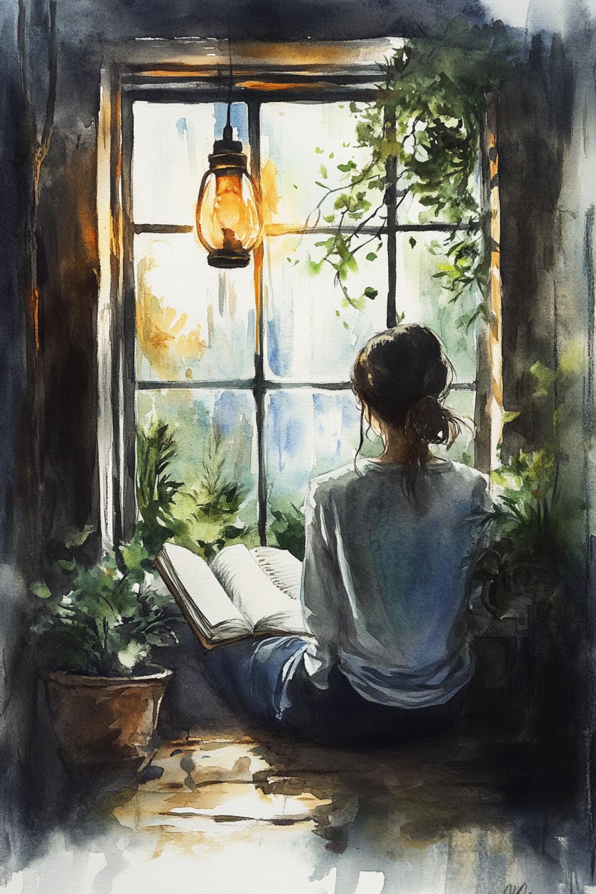Atmospheric place of solitude and inspiration for an introvert in the style of watercolor