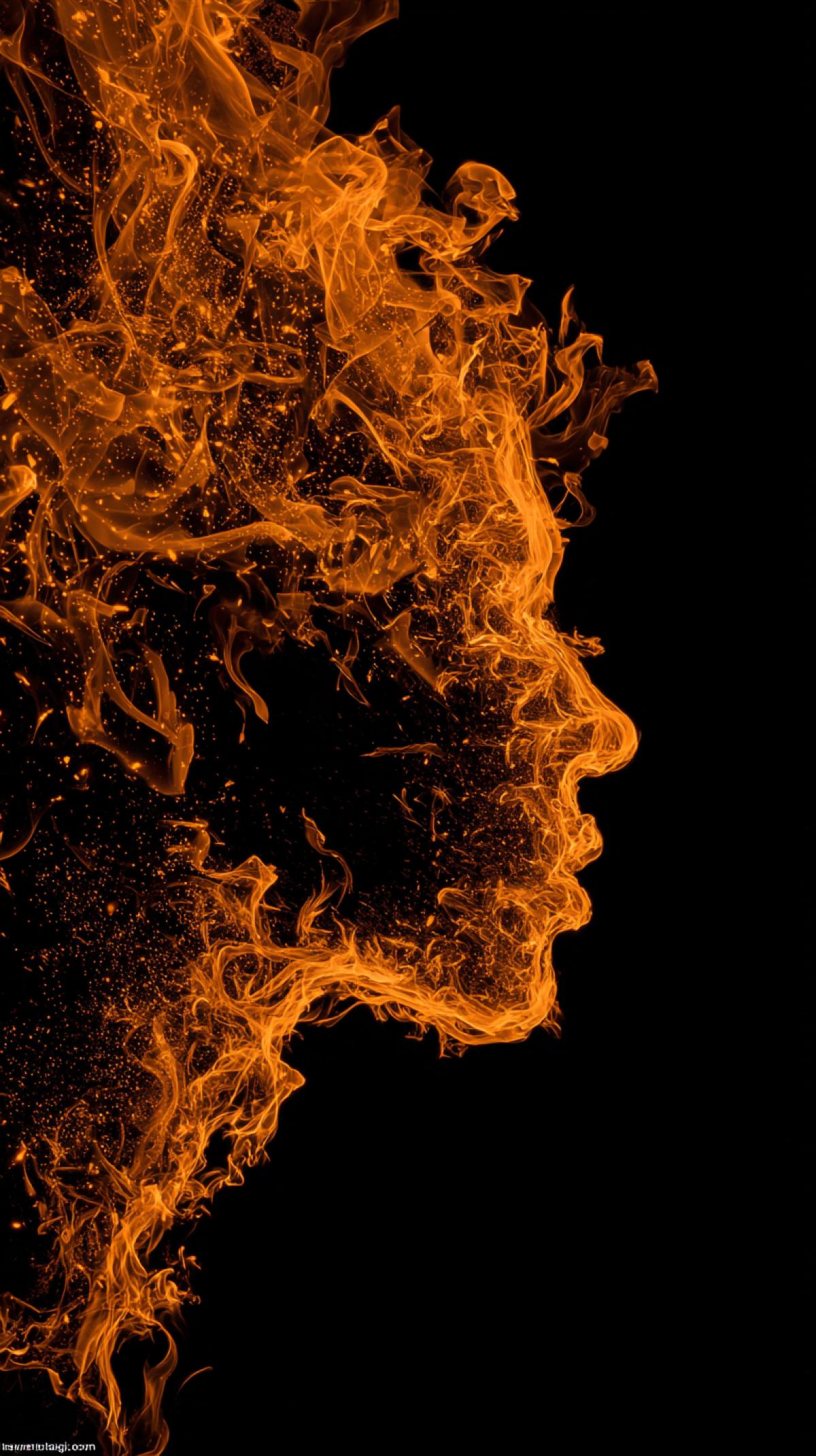 Imagine living silhouettes, forms and figures, which are entirely consisting of flame: fiery characters in the form of a heart, loving people, abstract patterns or burning architectural elements, all in neon color. Your task is to generate an image in which the fire is not just a background, but the \"fabric\" of the object itself: the tongues of flame, sparks, smoke twisters, creating dynamics and depth are traced.
