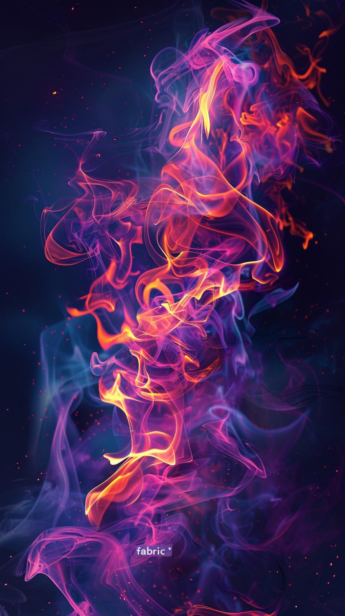 Living silhouettes, forms and figures, entirely consisting of flame in neon color: fiery characters in the form of animals, hearts, loving people, abstract patterns or burning architectural elements. Your task is to generate an image in which the fire is not just a background, but the \"fabric\" of the object itself: the tongues of flame, sparks, smoke twisters, creating dynamics and depth are traced.