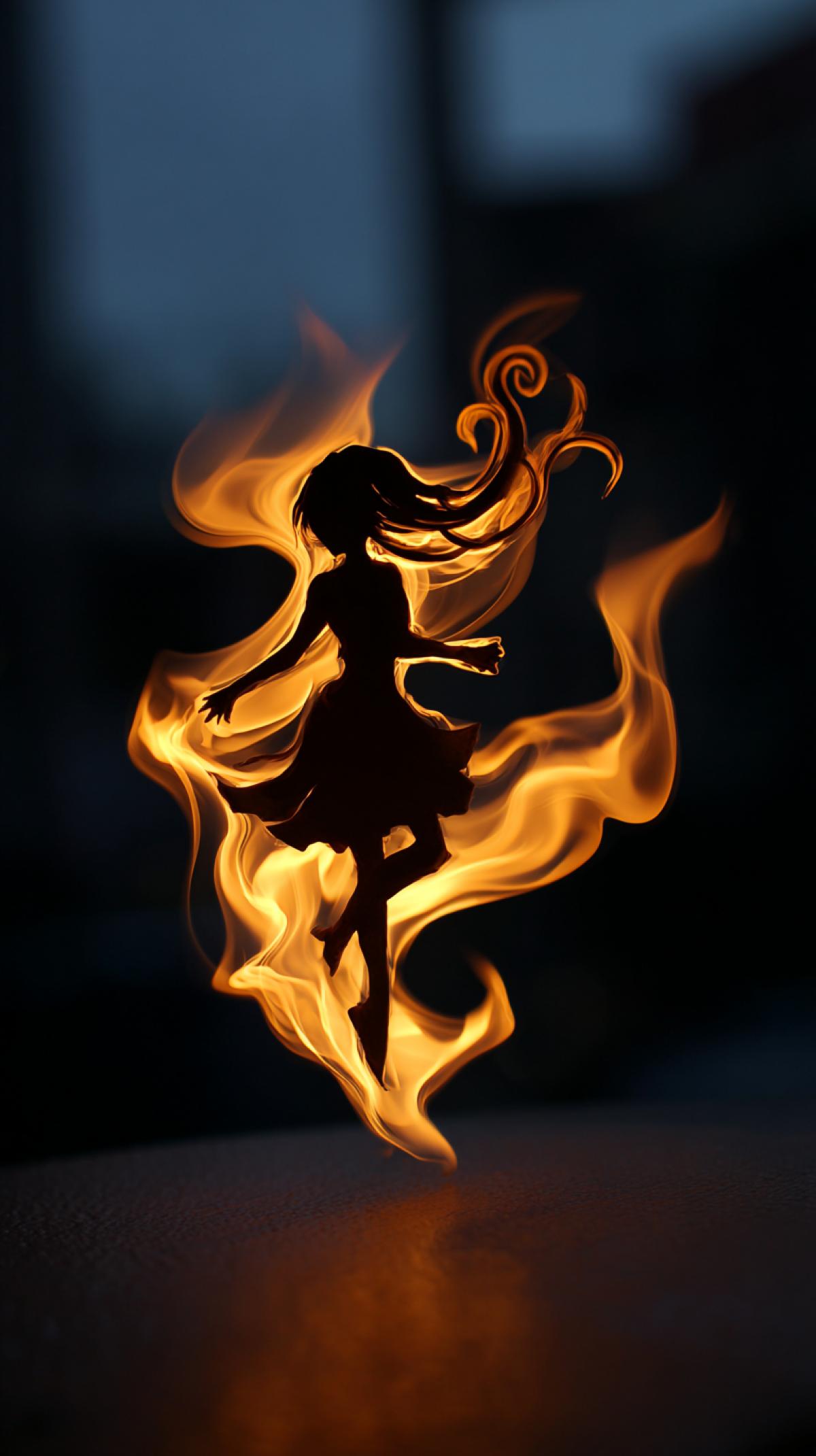 Flame in the shape of a girls
