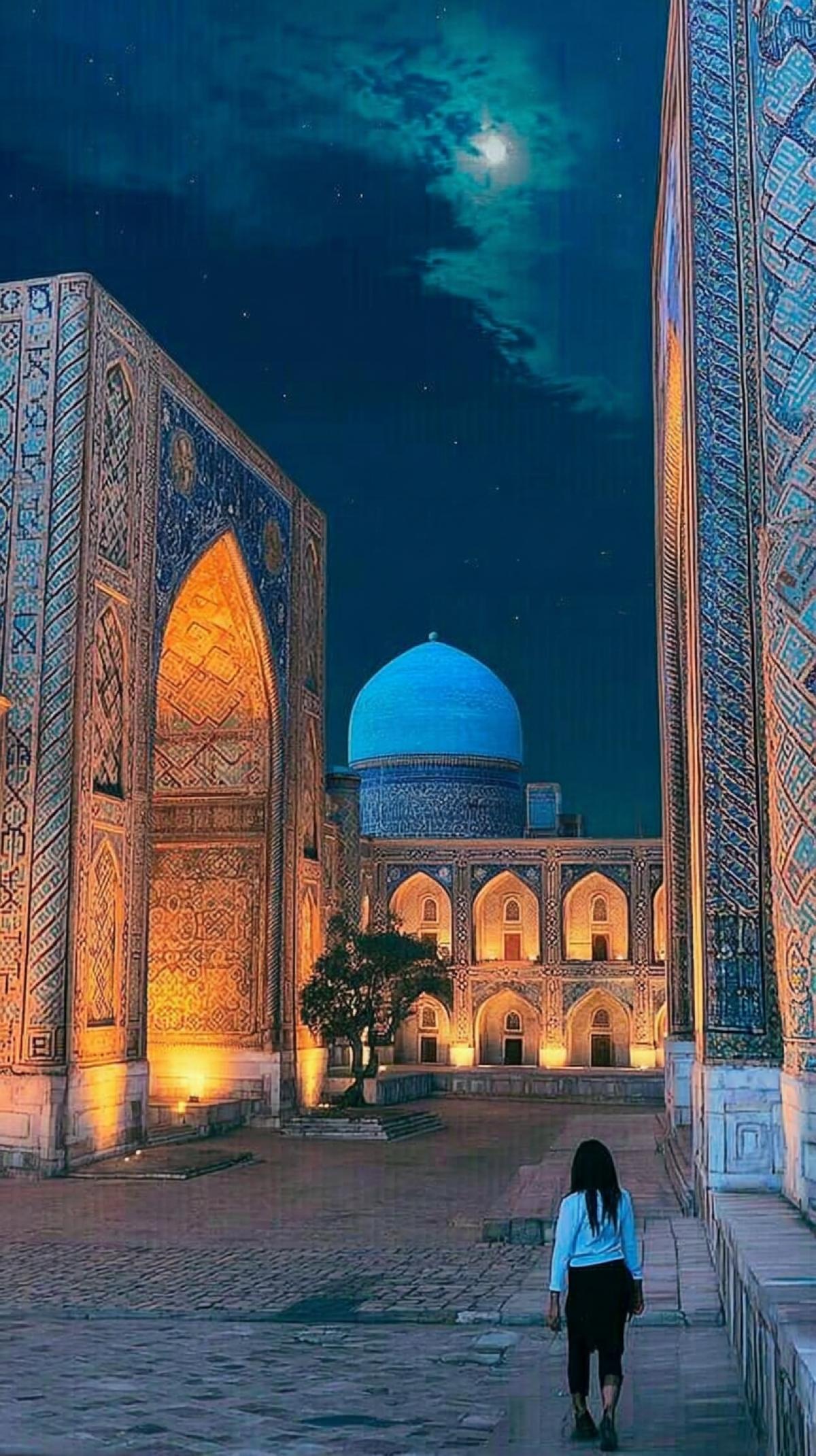 Islamic architecture. Blue hour, photo