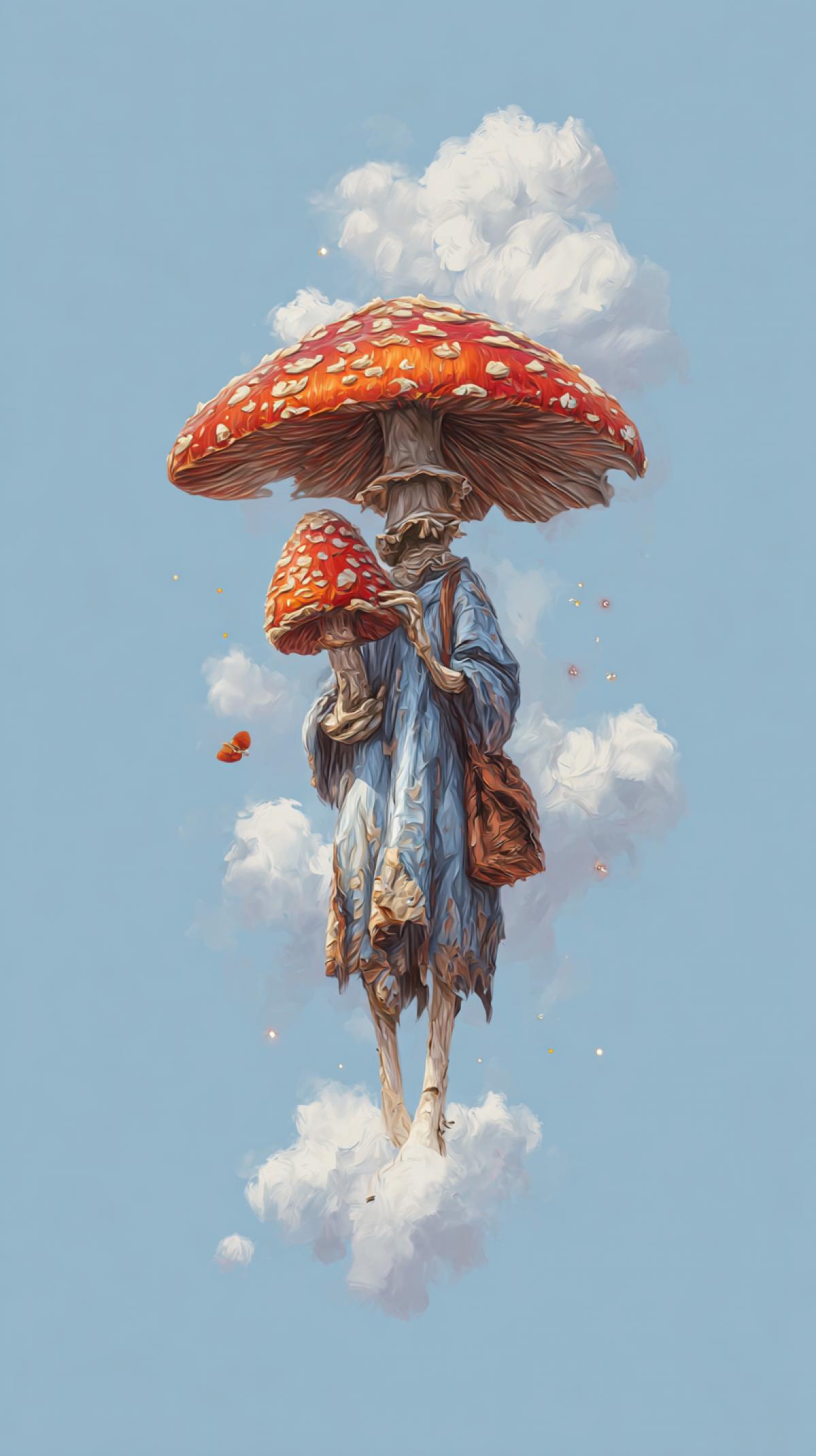Fathered anthropomorphic fly agaric Kenay Surrealism Magic Pran