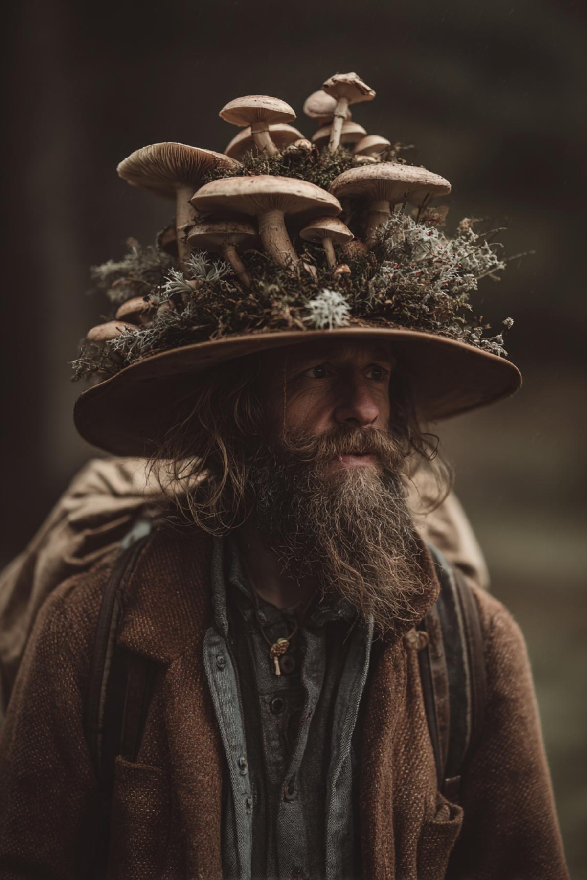 Mushrooms as a person in the appearance of a forest owner