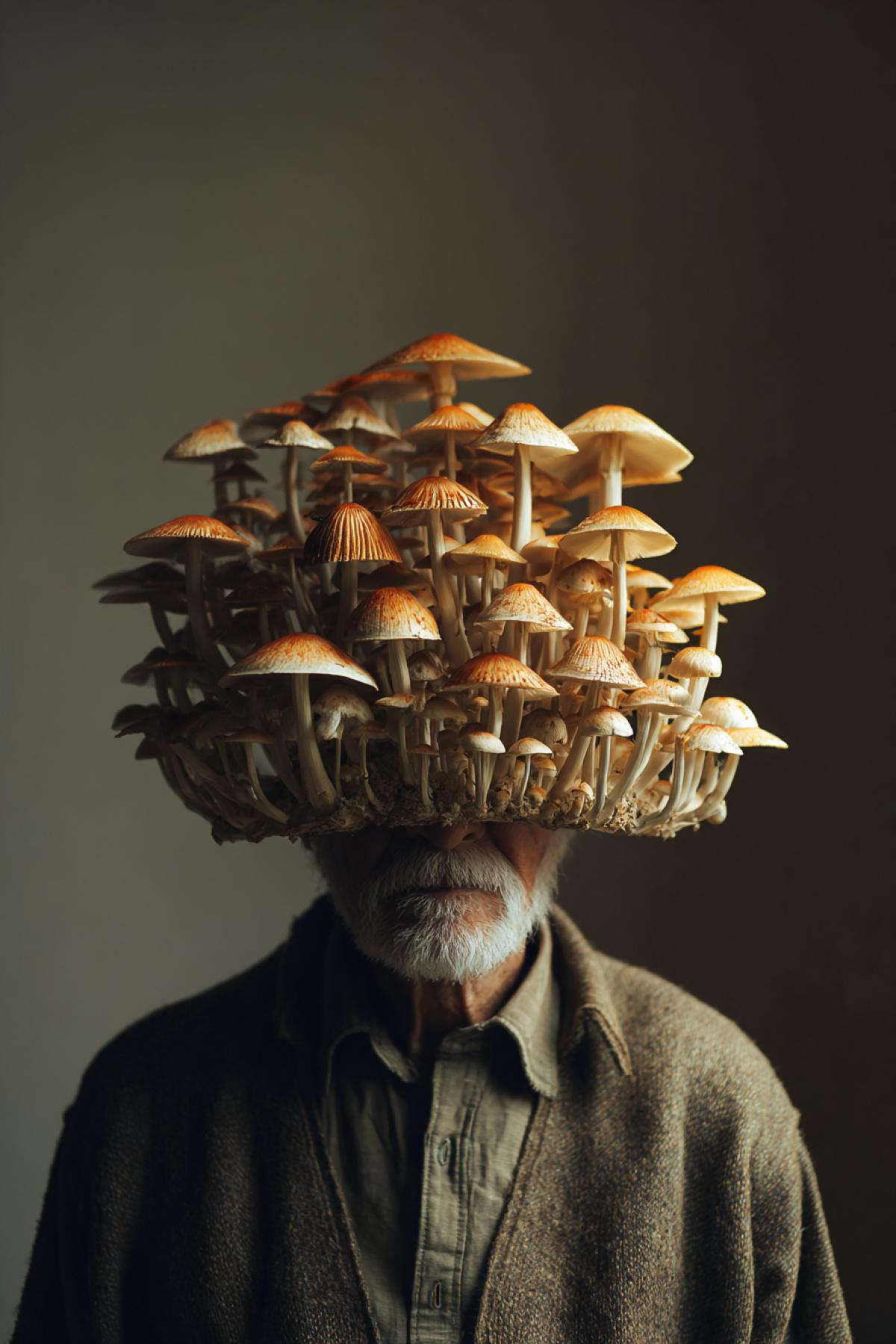 Mushrooms as a person in the appearance of a forest owner