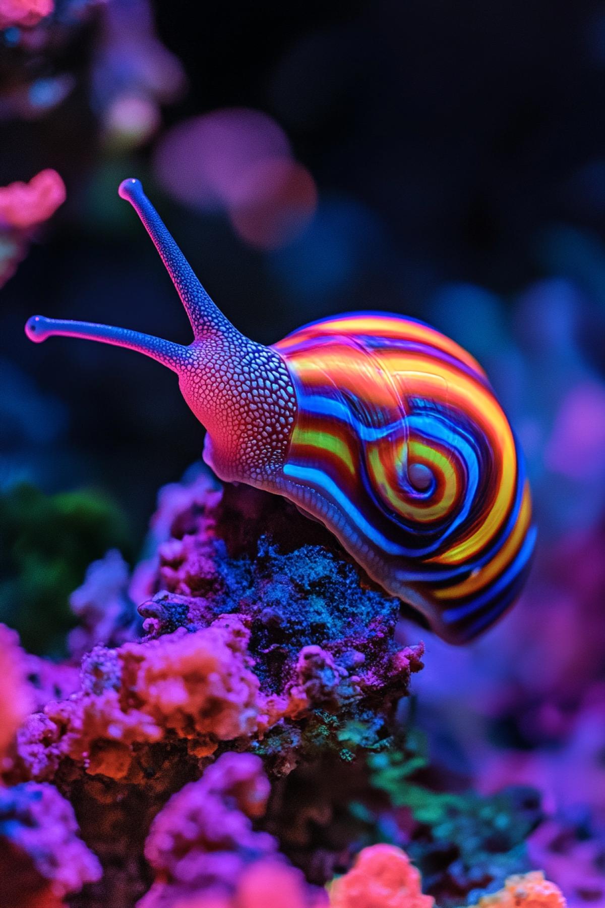 The most unusual coloring shell of the neon snail