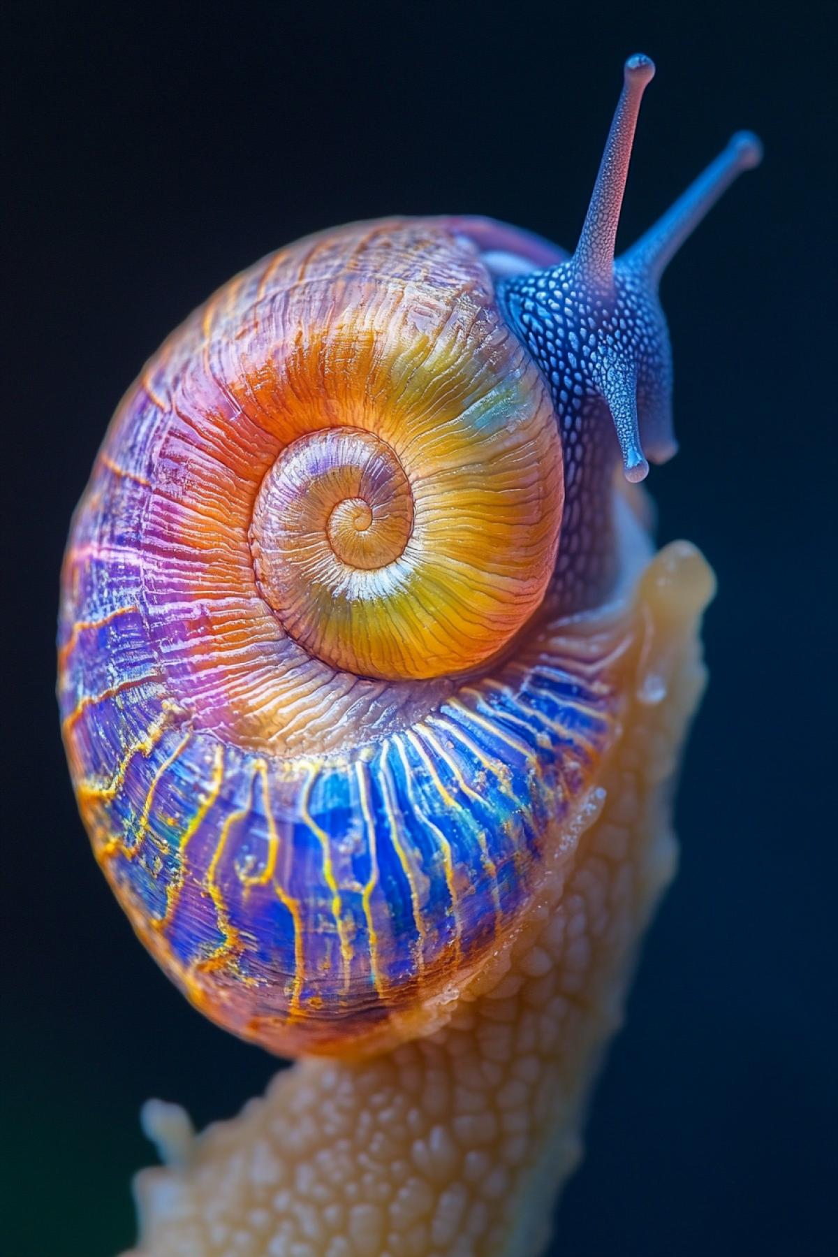 The most unusual coloring shell of the neon snail