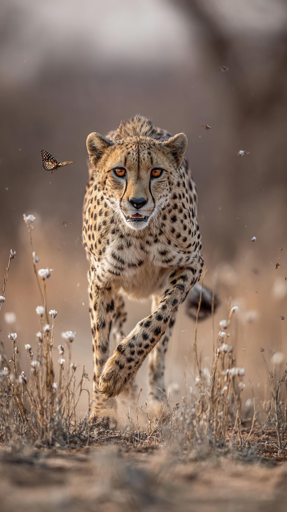 The moment when nature freezes in anticipation and all the attention is concentrated on a predator that is ready to rush to his victim. For example, it will be a cheetah that catches butterflies