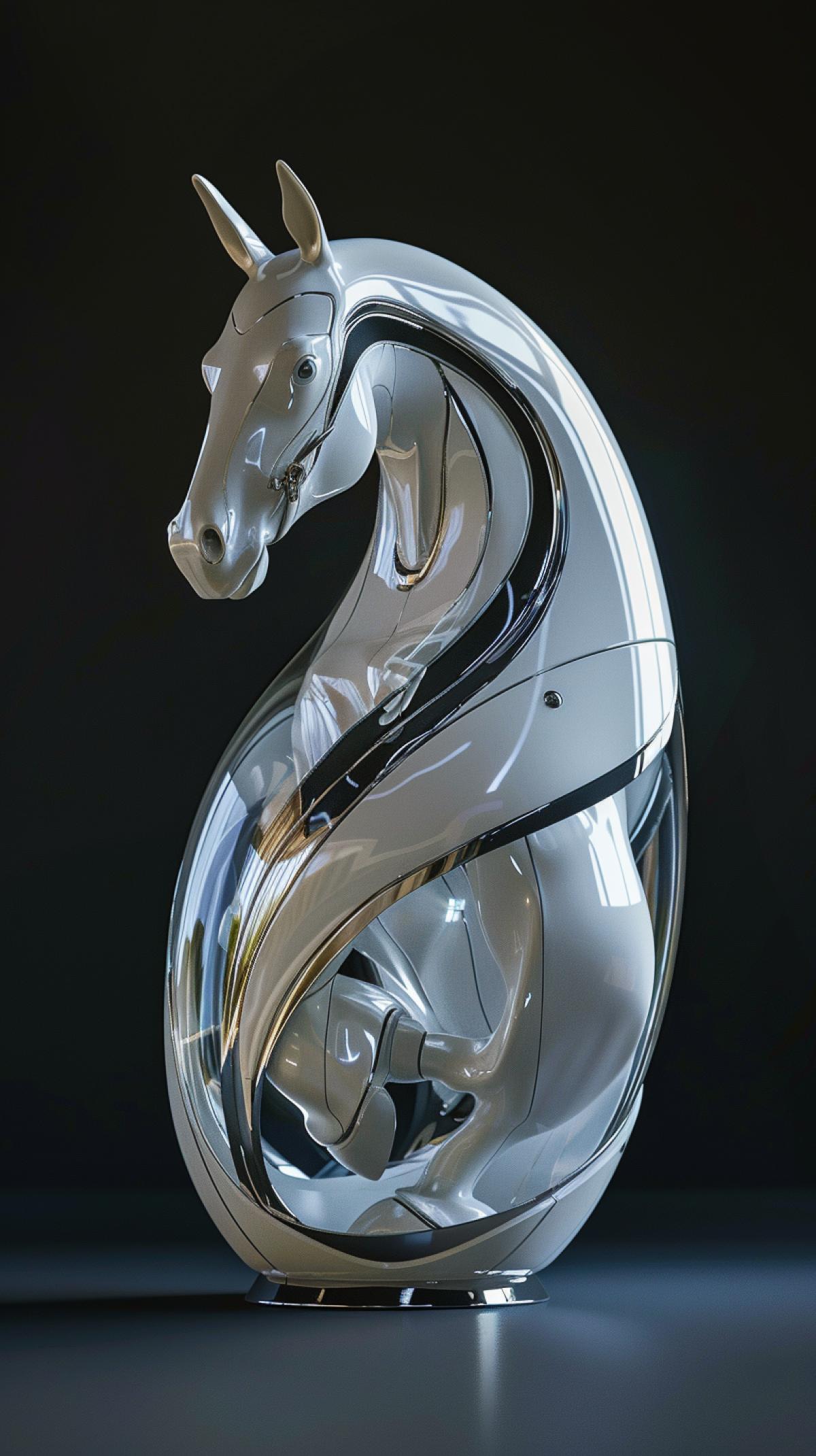 Futuristic capsule for the soul of a horse
