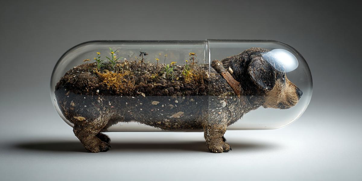 Capsule and in it dirt dog