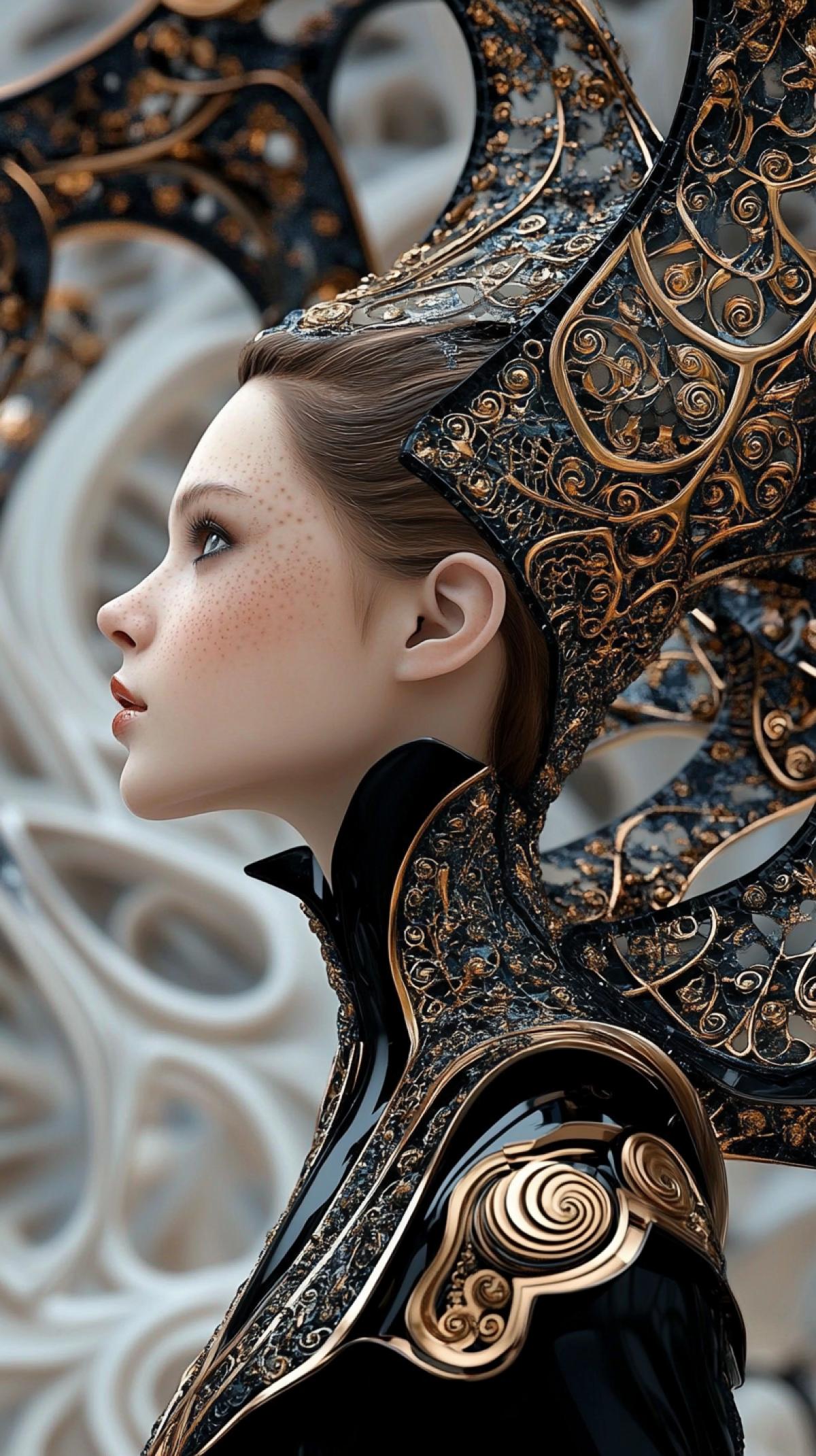 Watch Punk: Avant-garde Digital Style | Fashionable photo kawaii model womens of the planet Pandora, decorated with flowing mosaic patterns, recreated as beautiful organic 3D models | Minimalistic abstract background, emphasizing form and texture | Centered com4k, medium ground | Soft diffused lighting with subtle glossy highlights | Flowing geometry; sculptural elegance; biomorphic design.